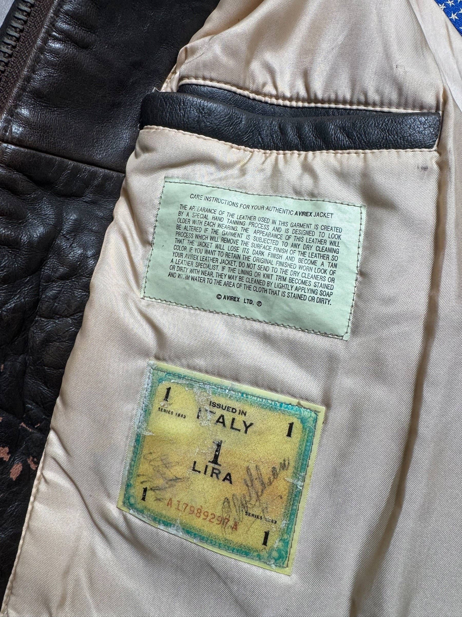 Jacket cuir cowhide flight A-2 Avirex usaf Glenn Millers nose art black 1998 - XL
