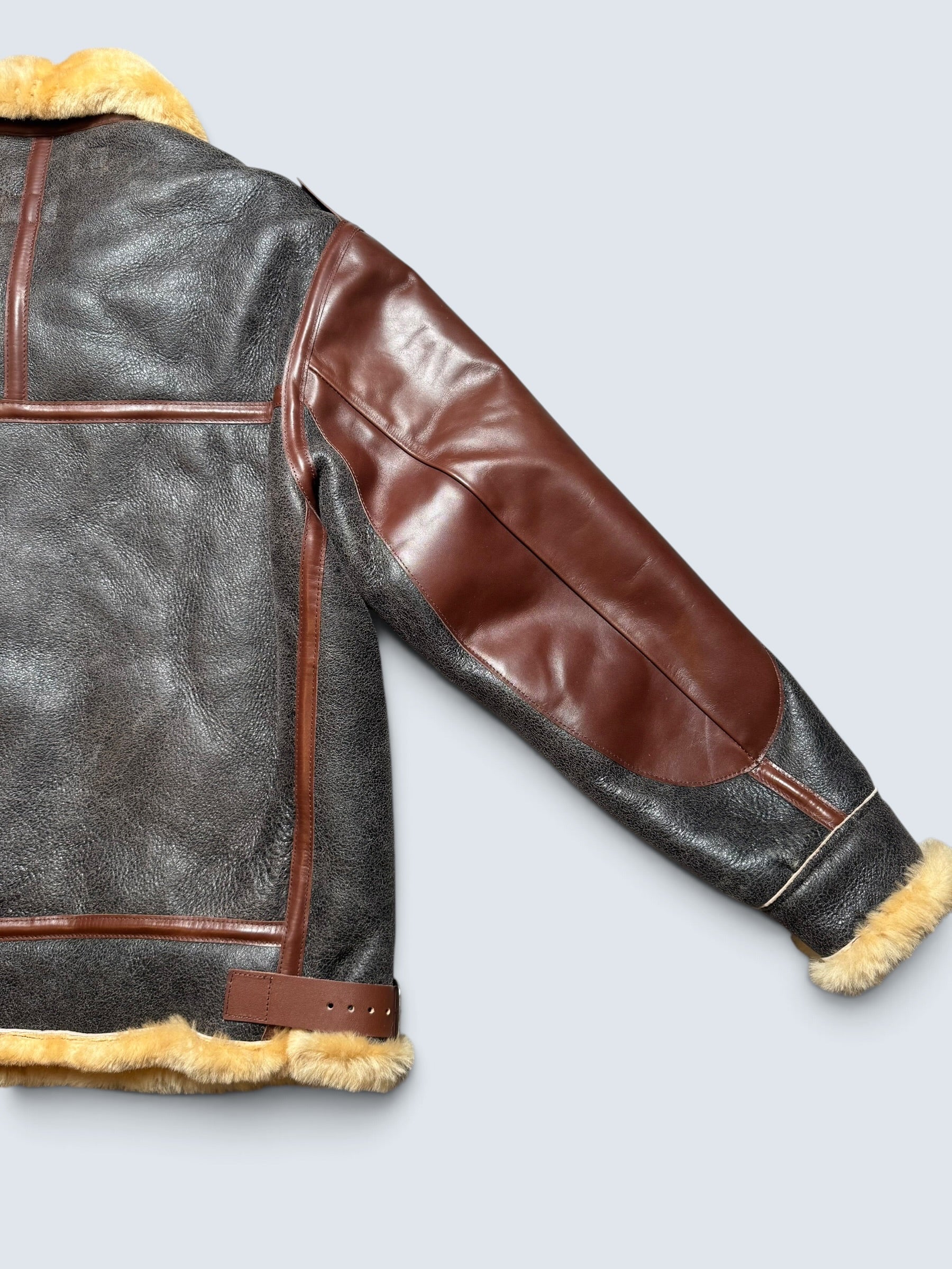 Jacket cuir bomber flight shearling B-3 Patton Toys Mccoy Japan usaf black & brown 2020 - 40 (M)