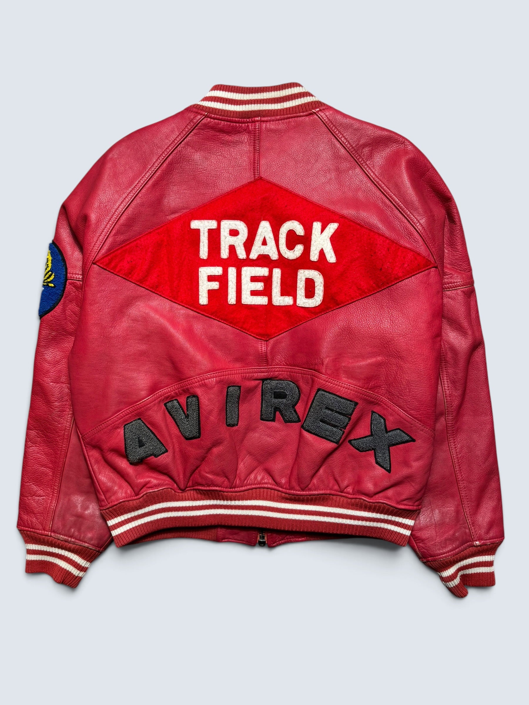 Jacket cuir varsity baseball Avirex ltd made in USA track field red vintage 80/90’s - M