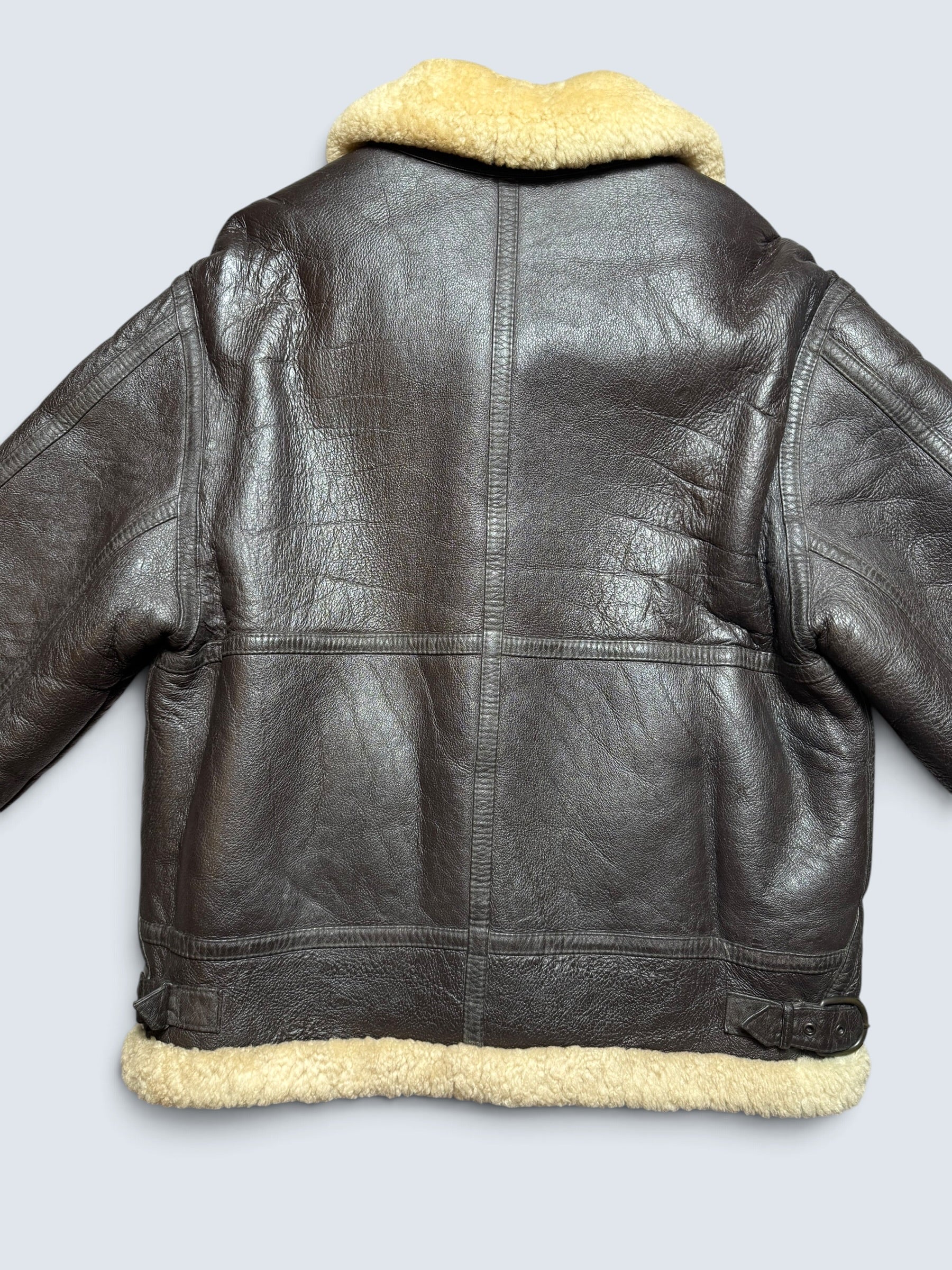 Jacket cuir bomber flight shearling aviator B-3 made in Australia usaf black vintage 90’s - L