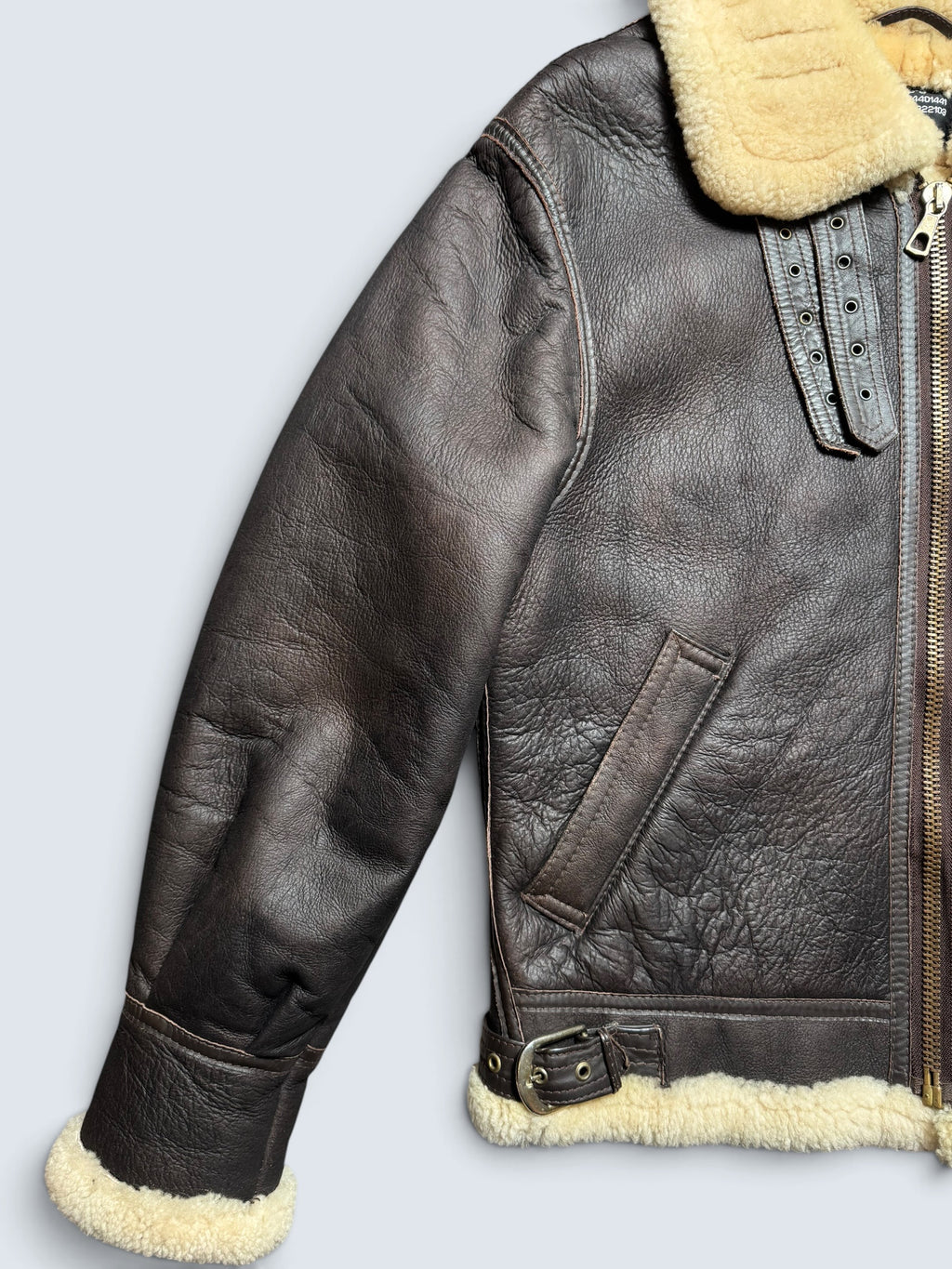Jacket cuir bomber flight shearling B-3 Aviation Co usaf brown vintage 90’s - M/L