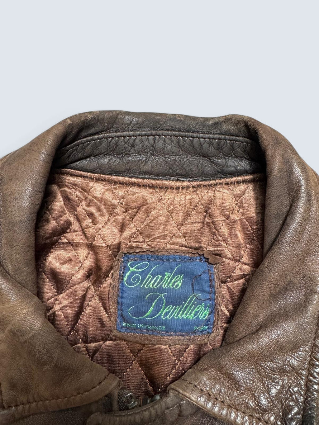 Jacket cuir flight pilot Charles Devilliers G-2 made in France brown vintage 80’s - L