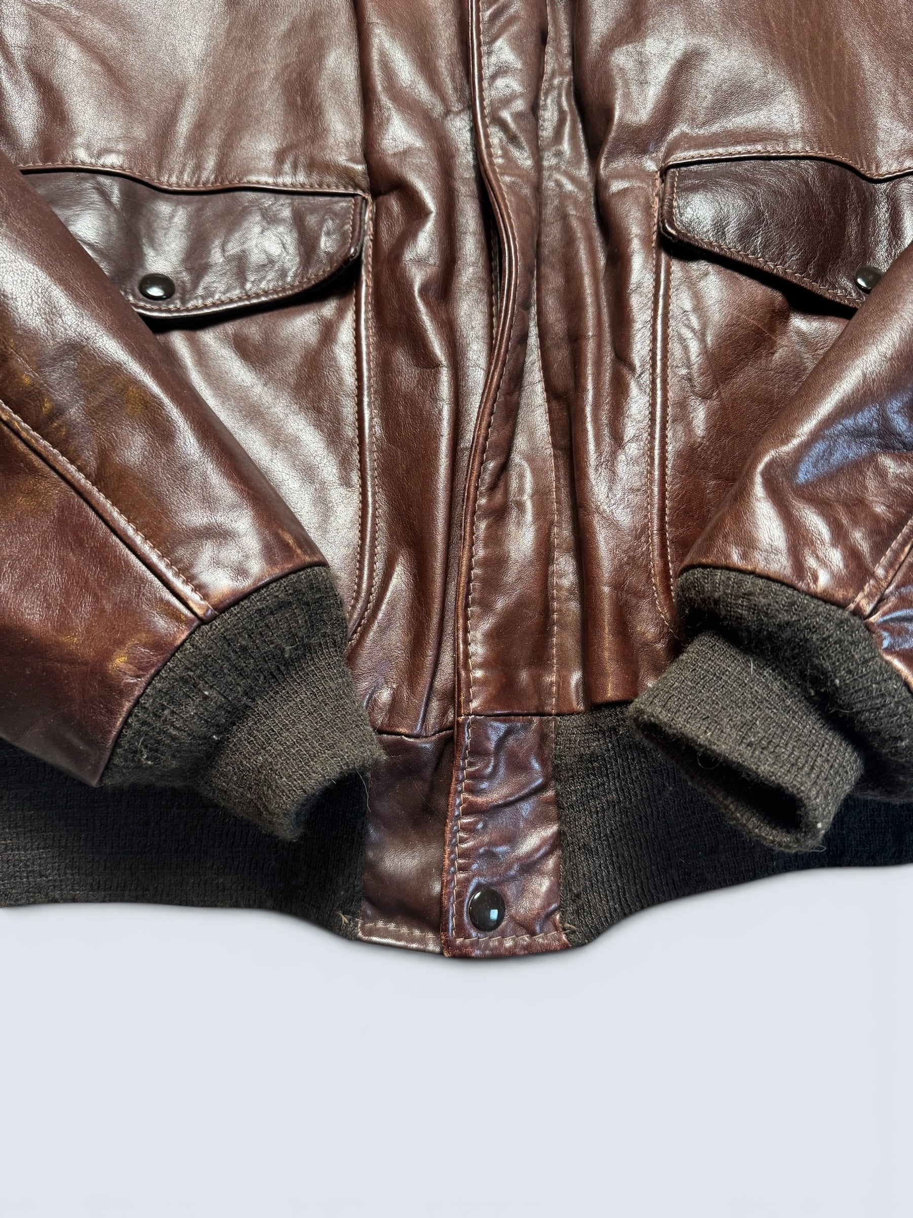 Jacket cuir cowhide flight bomber Schott NYC 674MS made in USA brown 70’s - 46 (XL)