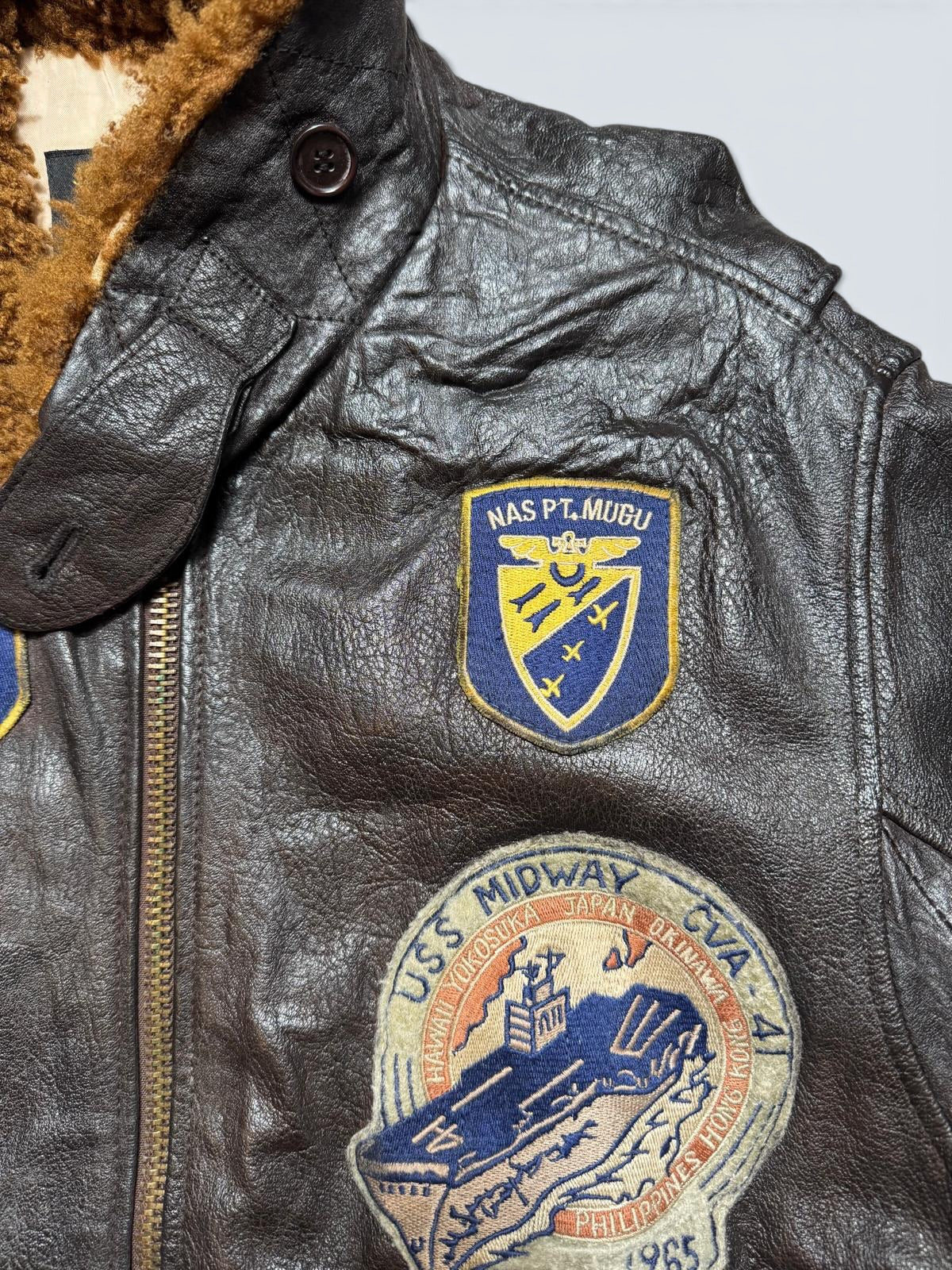 Jacket cuir cowhide flight G-1 Schott NYC Wings Of Gold Top Gun usn full patch black - M