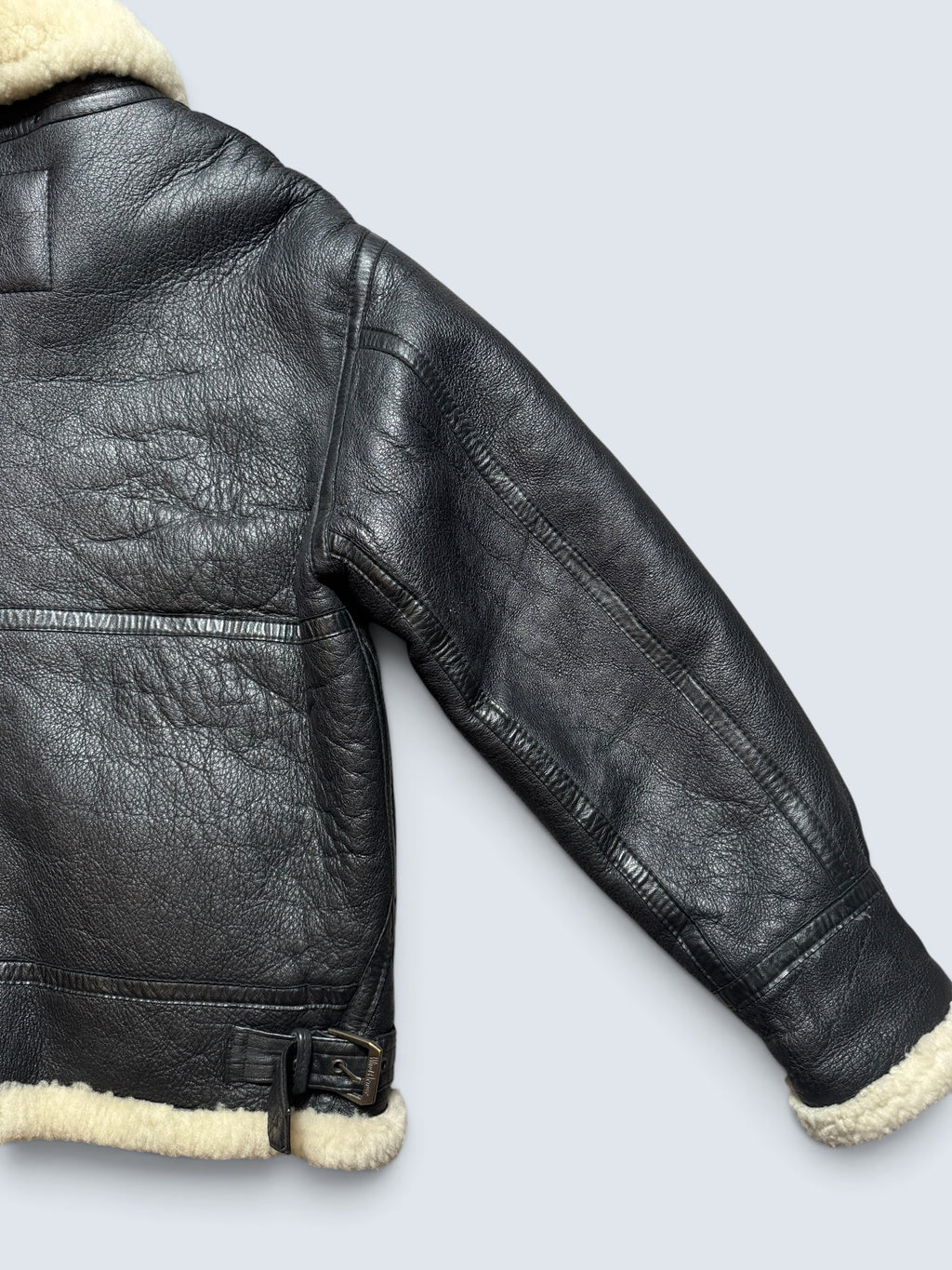 Jacket cuir bomber flight shearling B-3 Wind Armor usaf black vintage 90’s - M