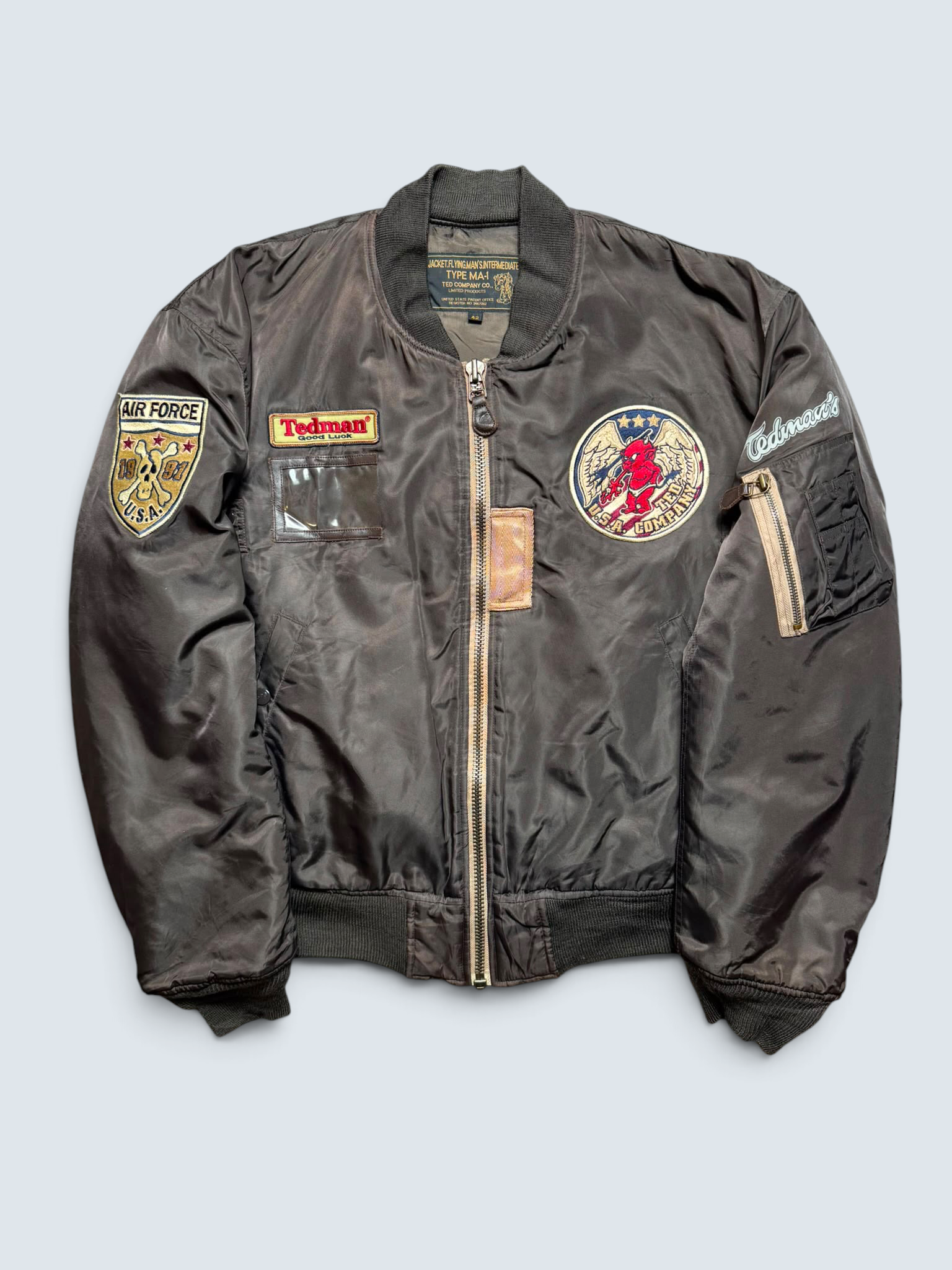 Jacket bomber fly ma-1 Tedman Company lucky Devil usaf brown vintage 00’s - L