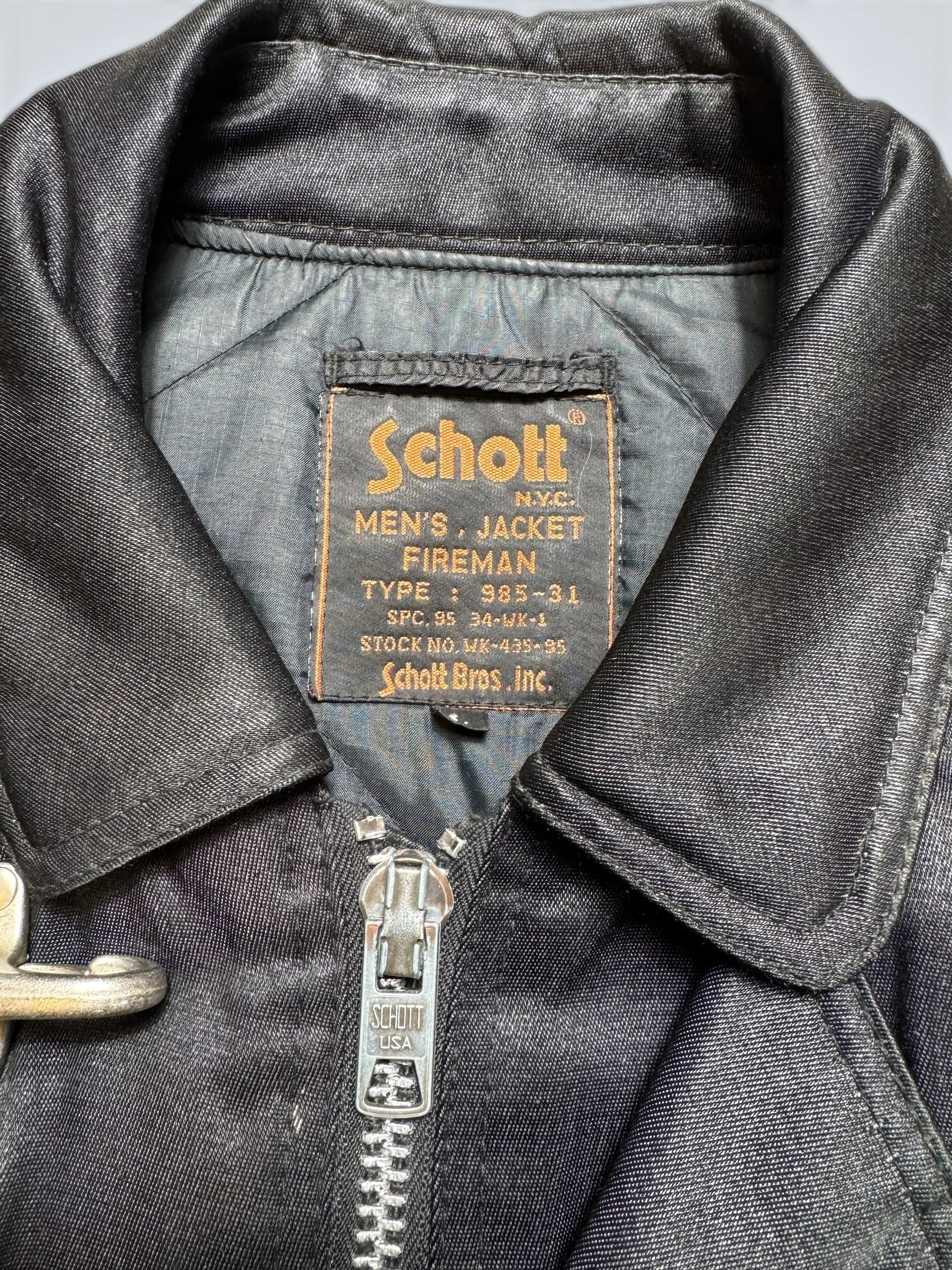 Jacket workwear fireman Schott Bros. NYC USA type 985-31 black 90’s vintage - L