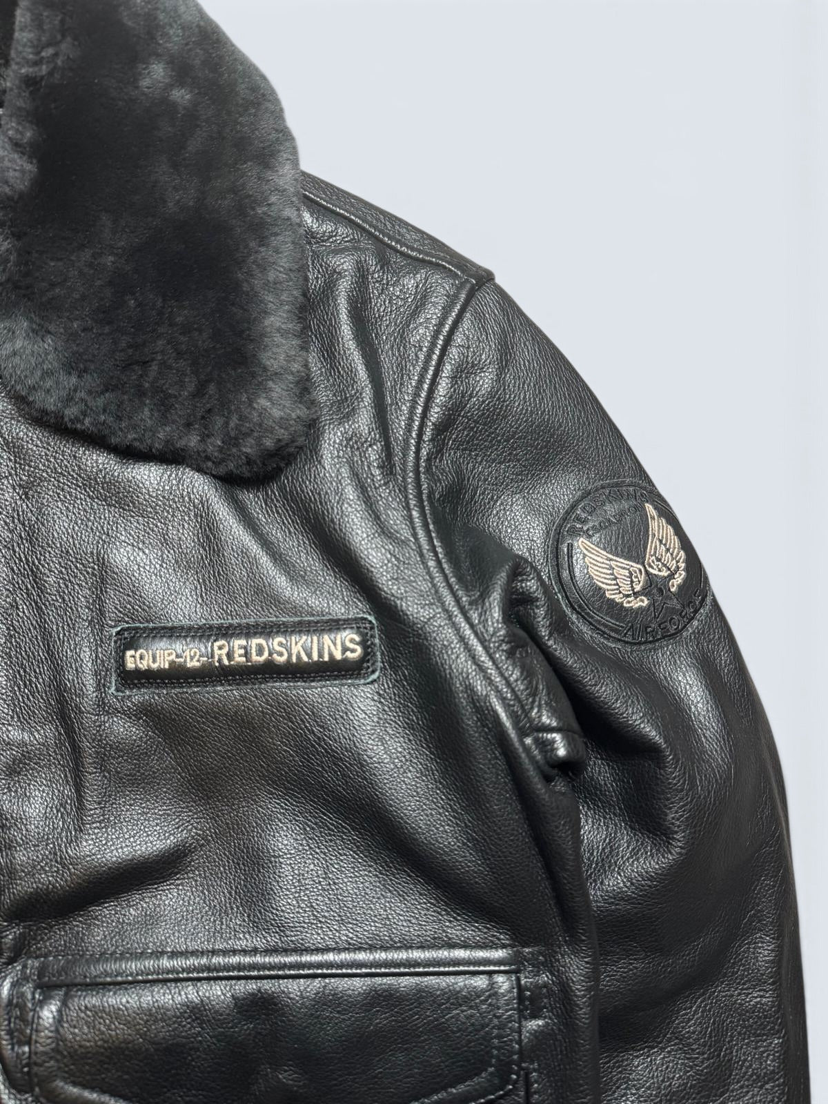 Jacket cuir bomber flight pilot Redskins A-2 full patch black vintage 00’s - M
