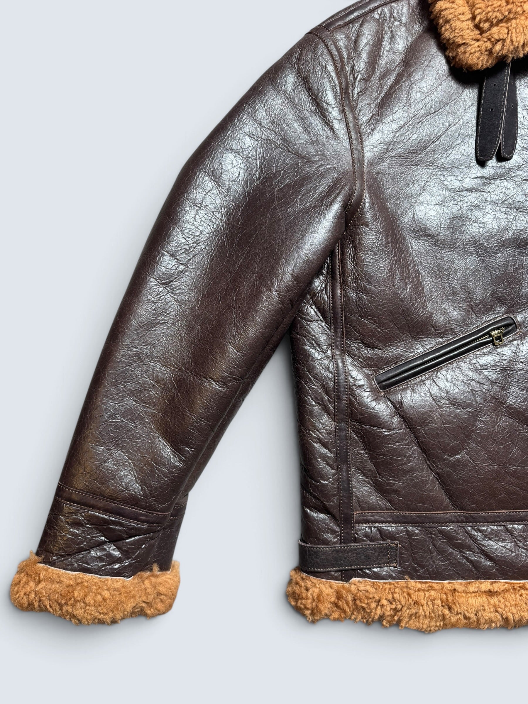 Jacket cuir flight shearling B-3 Horsehide Curphey usaf brown 00’s - 42 (XL)