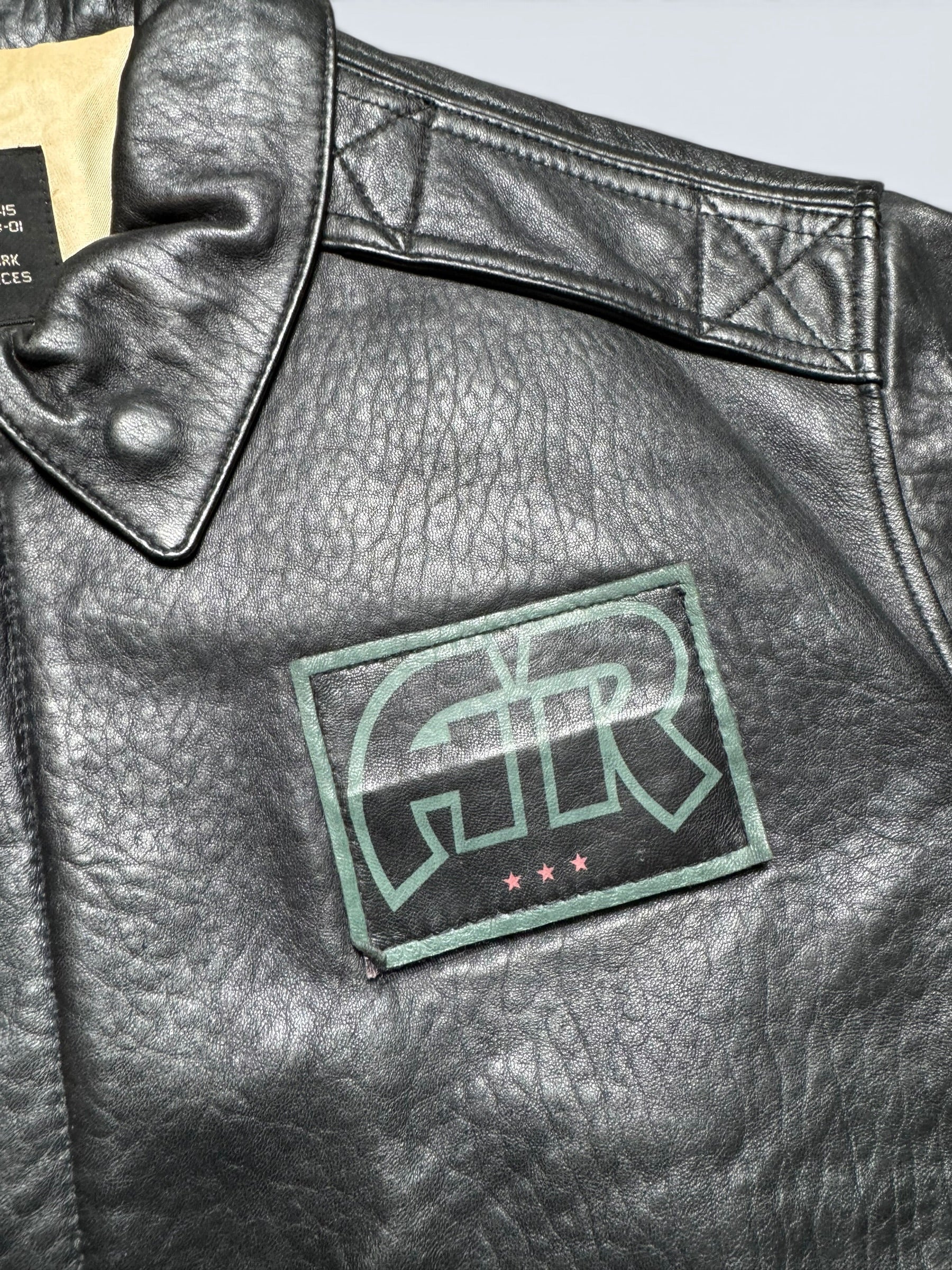 Jacket cuir cowhide flight A-2 Avirex usaf special team patch black 90’s - M