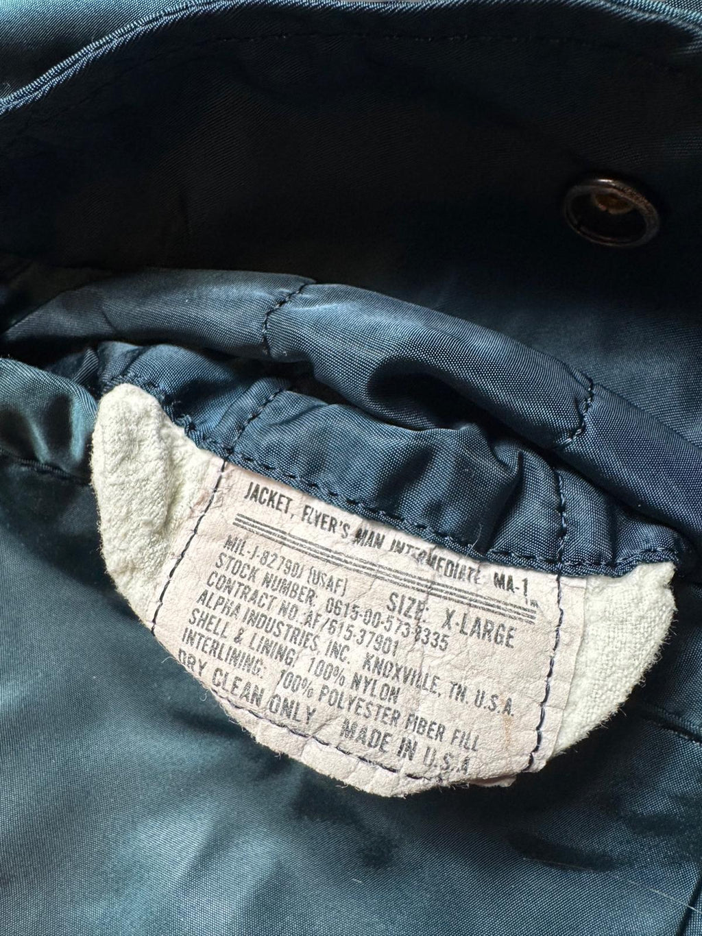 Jacket nylon bomber Ma-1 Alpha Industries made in USA navy original 1990’s - XL