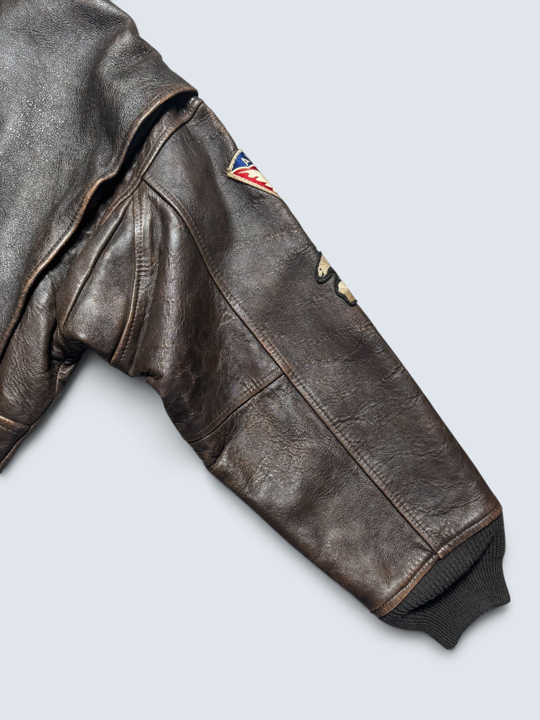 Jacket cuir cowhide flight G-1 Avirex usn full patch Mig-29 brown 1990 - XS/S