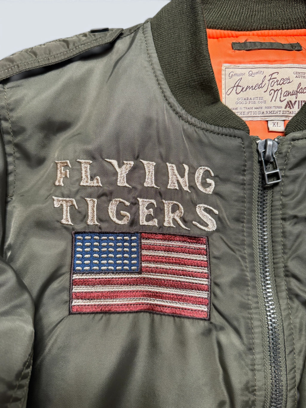 Jacket bomber flight Ma-1 Avirex Japan exclusive flying tigers kaki vintage 00’s - M/L