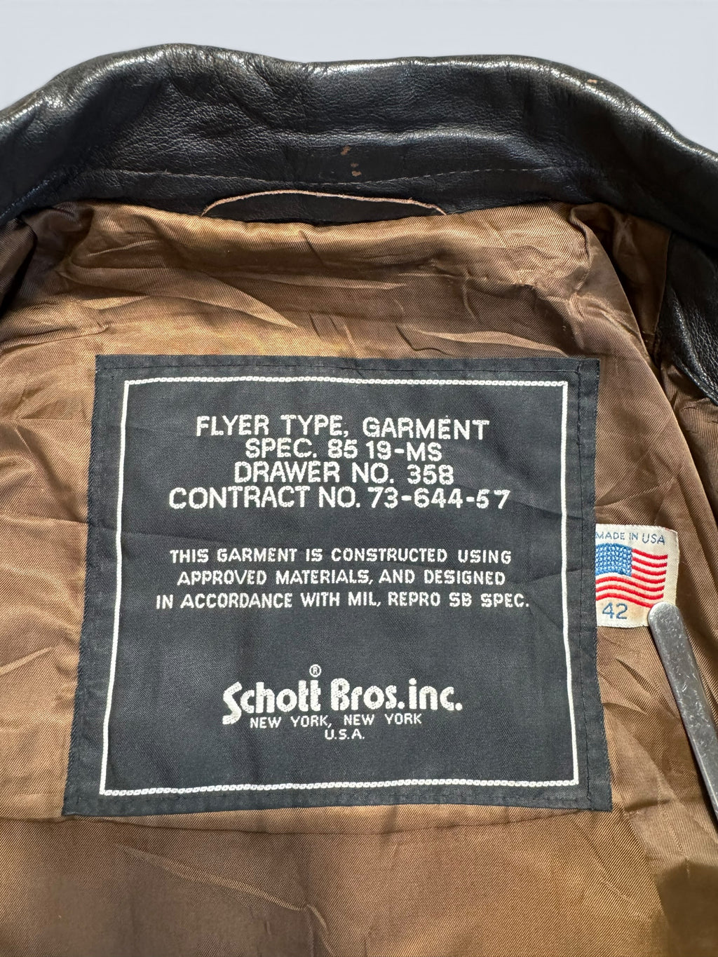 Jacket cuir flight A-2 Schott usa usaf Shoo Shoo Baby nose art patch black 80’s - 42 (M/L)