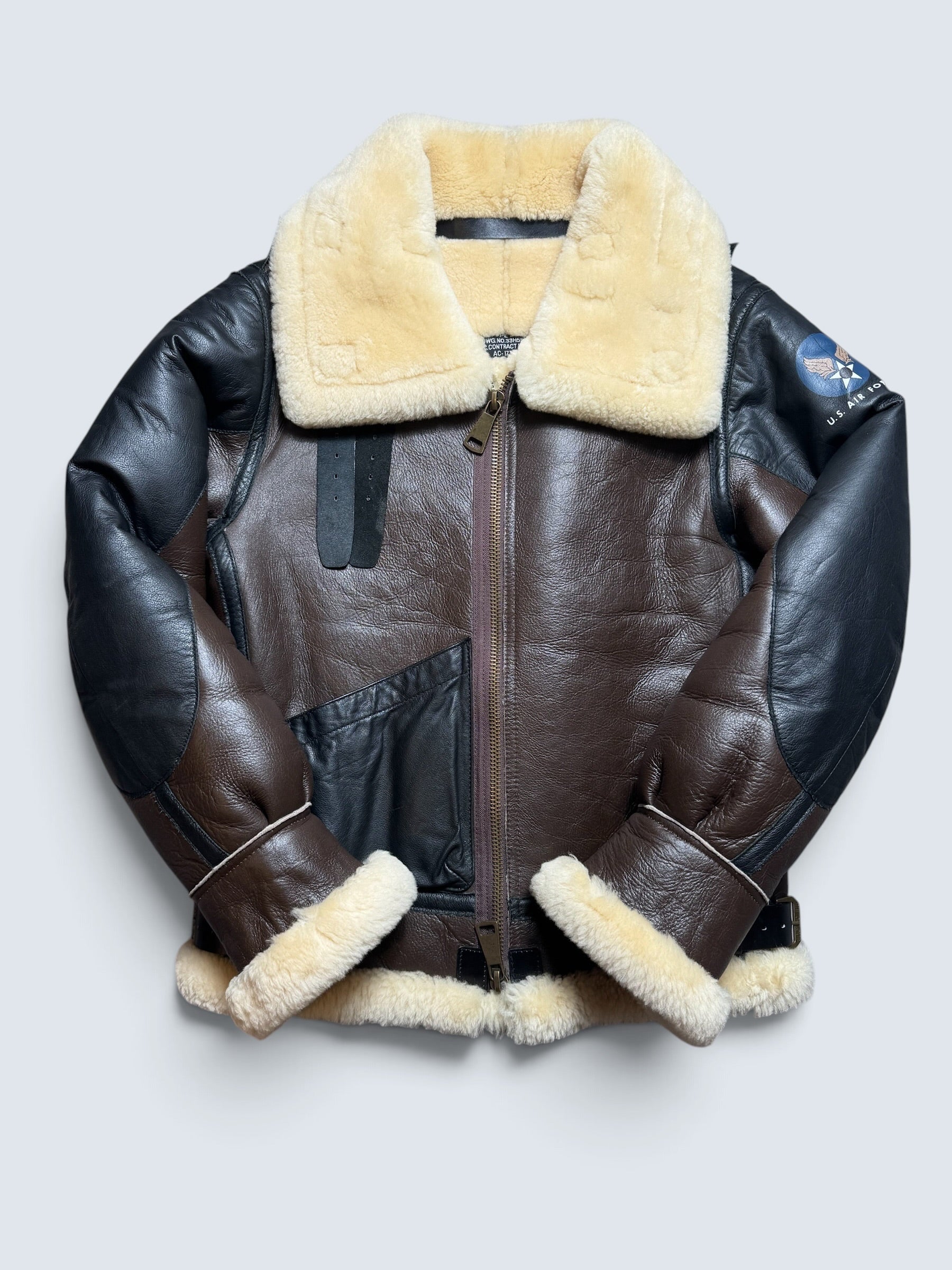 Jacket cuir bomber flight shearling B-3 Patton B-24D Liberator Pie Colour usaf brown - 38 (M)
