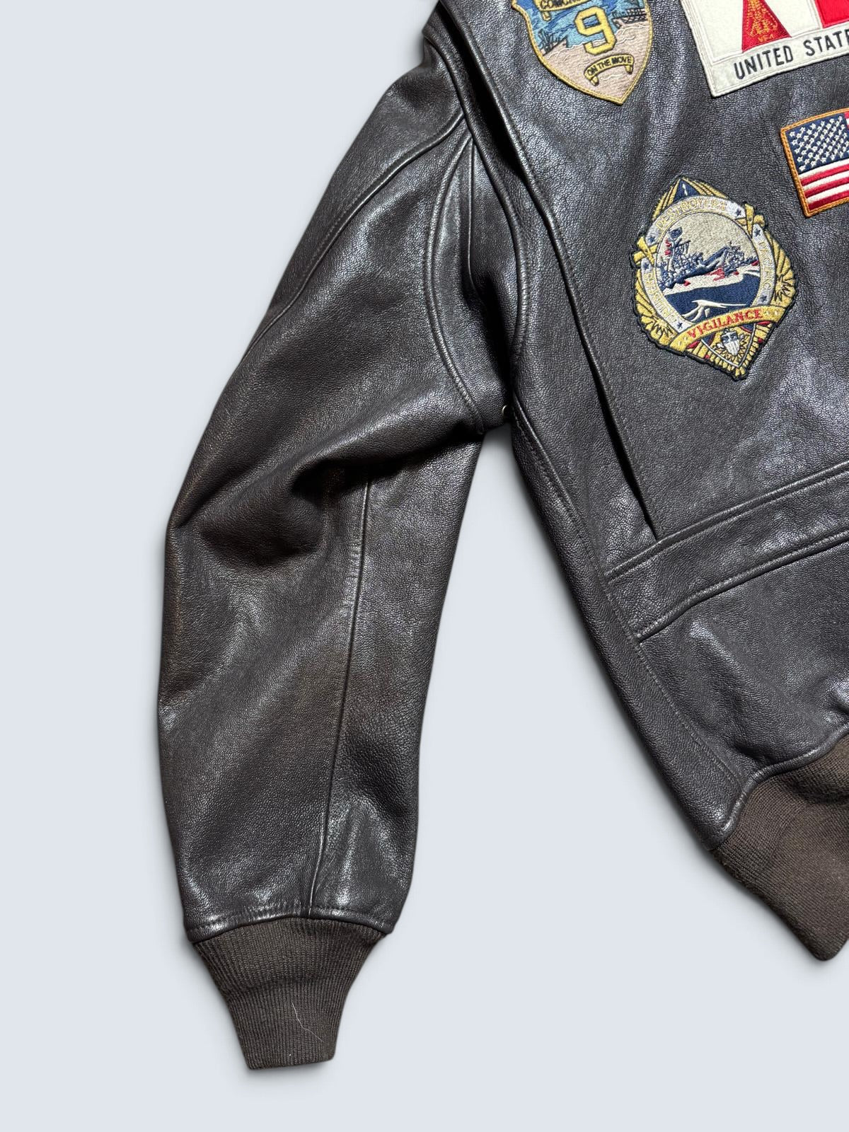 Jacket/veste cuir cowhide flight G-1 Avirex LTD Japan exclusive Top Gun usn full patch black - 44 (XL)