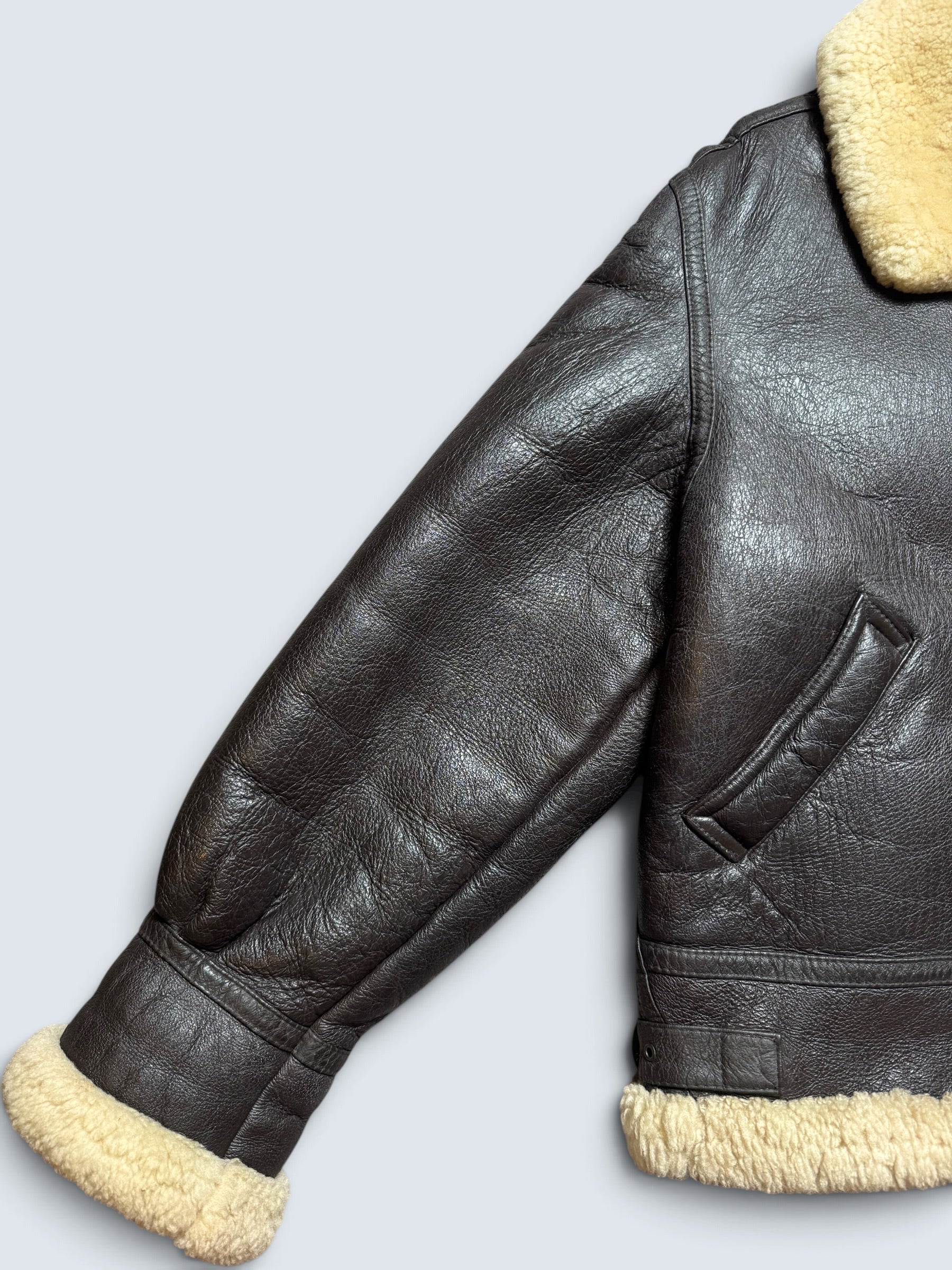 Jacket cuir bomber flight shearling aviator B-3 made in Australia usaf black vintage 90’s - L
