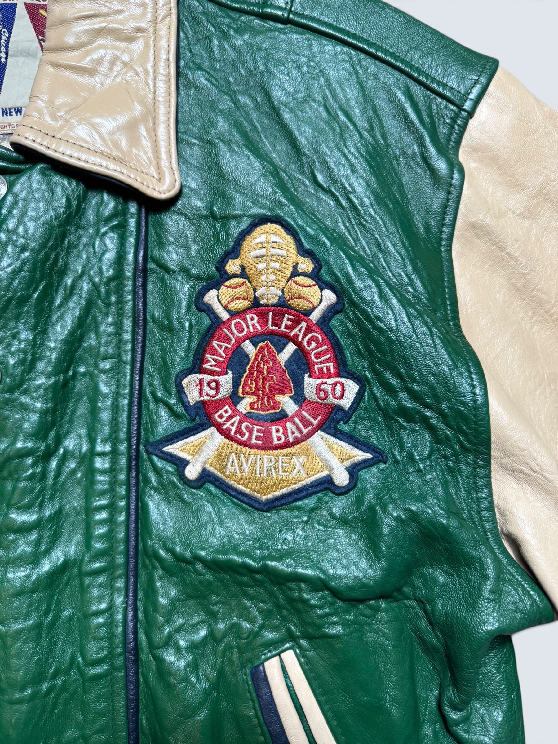Jacket varsity baseball sport Avirex ltd hawk team made in usa green vintage 90’s - L/XL