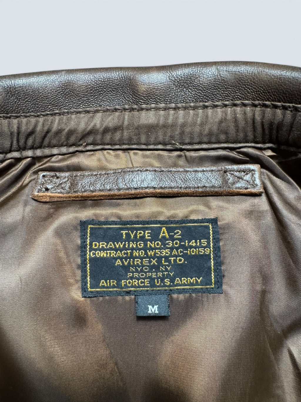 Jacket cuir cowhide flight A-2 Avirex LTD usaf nose art patch brown - S/M