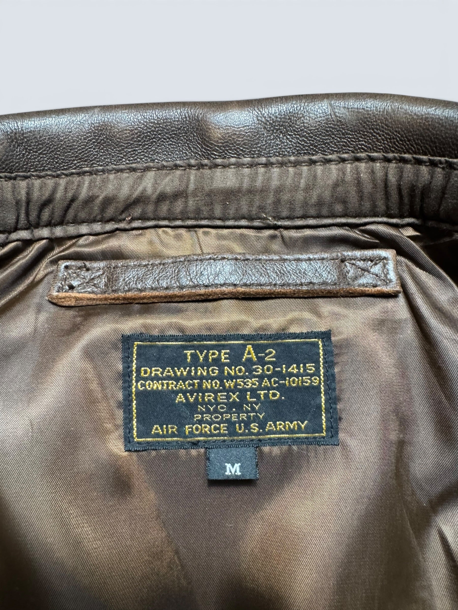 Jacket cuir cowhide flight A-2 Avirex LTD usaf nose art patch brown - S/M