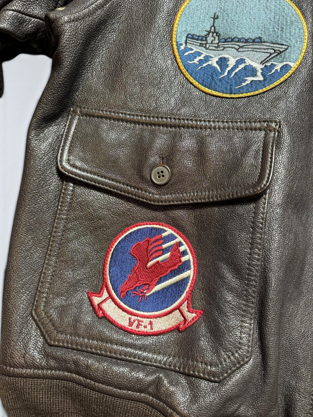 Jacket/veste cuir cowhide flight G-1 Avirex LTD Japan exclusive Top Gun usn full patch black - 44 (XL)