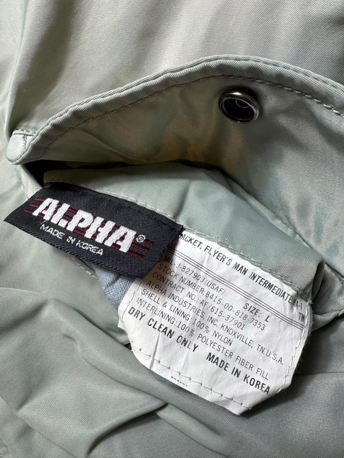 Jacket nylon bomber Ma-1 Alpha Industries made in USA grey 1990’s - XL