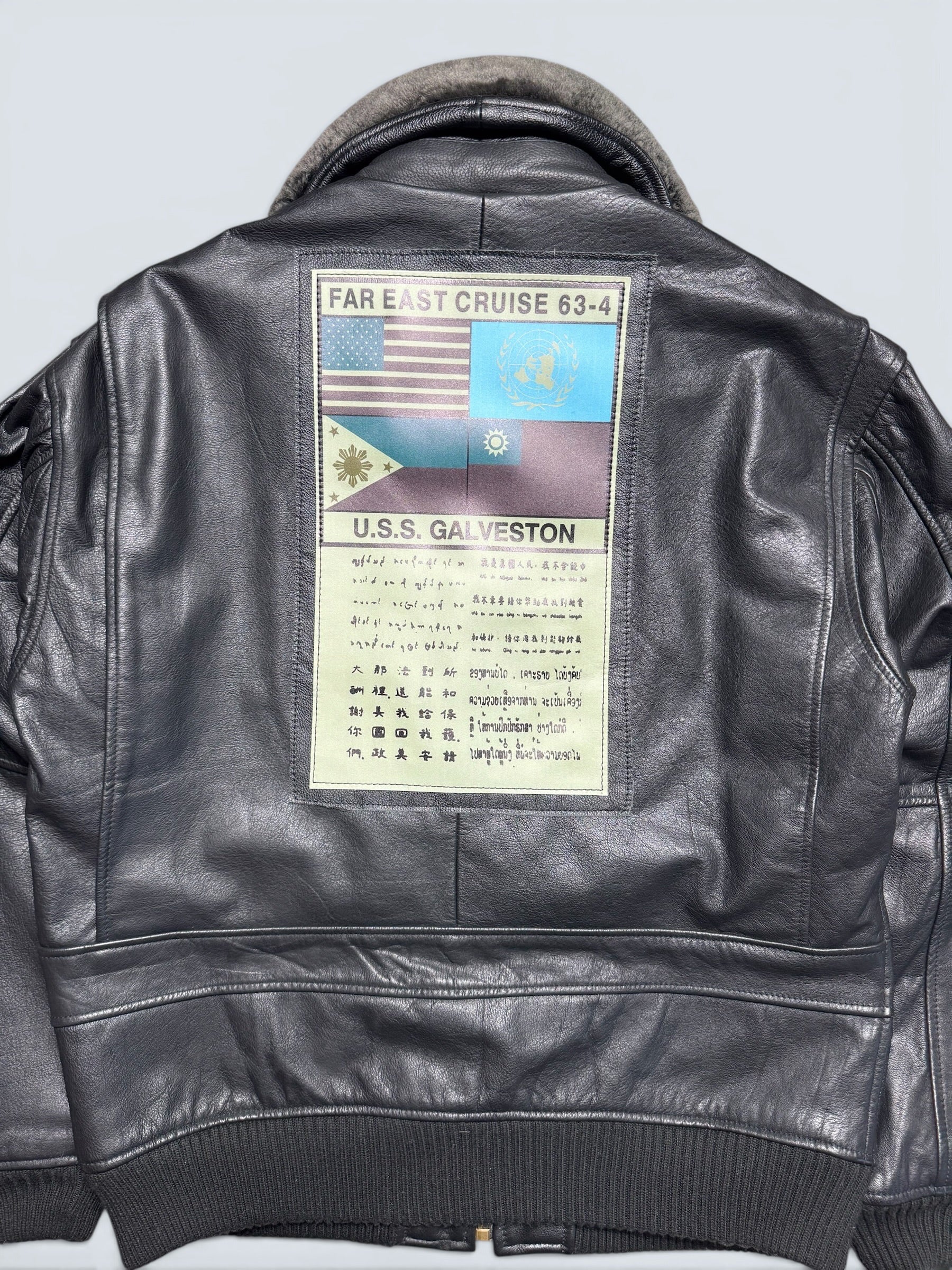 Jacket unisexe cuir cowhide flight G-1 Avirex LTD Top Gun usn full patch black 1998 - M