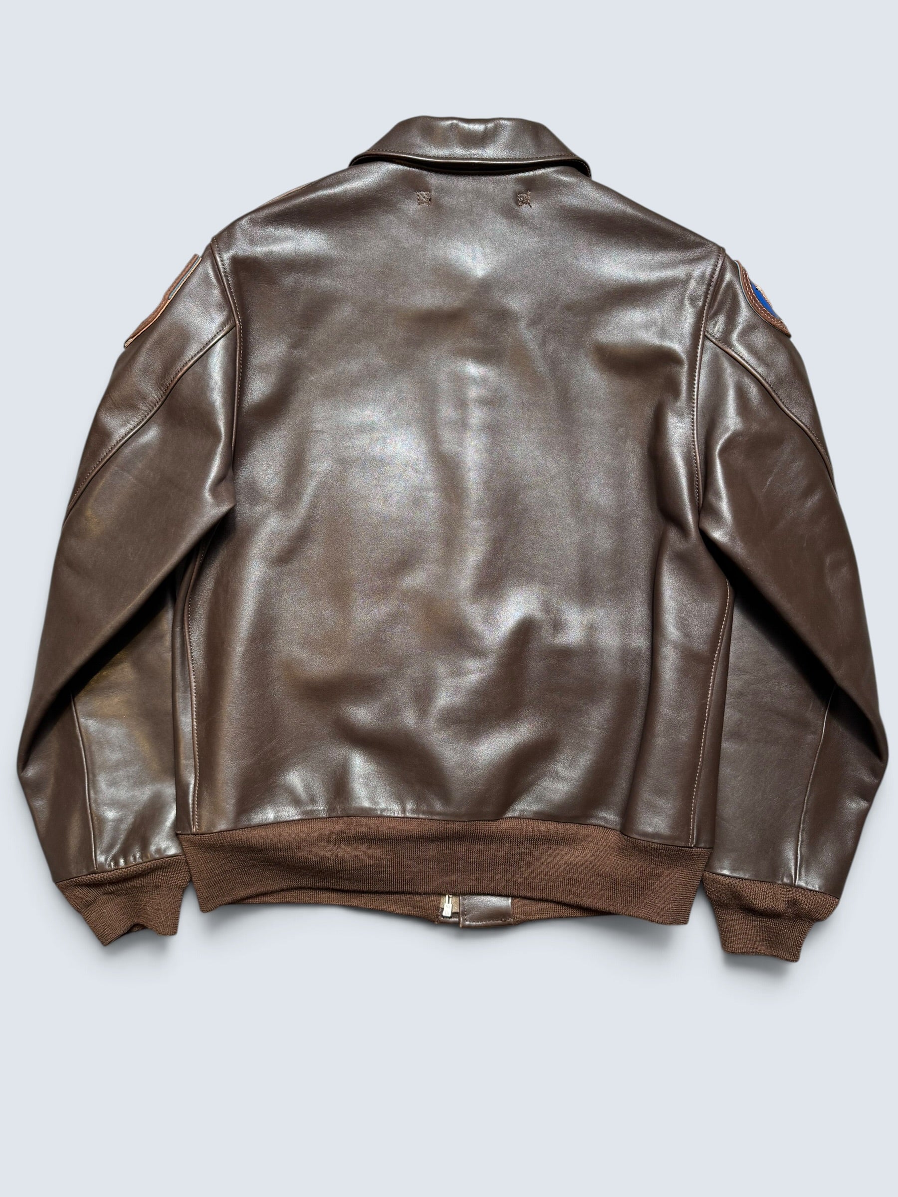 Jacket cuir Horsehide flight A-2 Star Sportswear MFG. co Flying Tigers usaf nose art full patch brown - 42 (L)