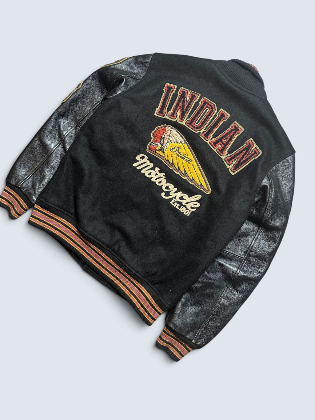 Jacket teddy varsity cuir Indian Motorcycle Japan edition black 00's - M