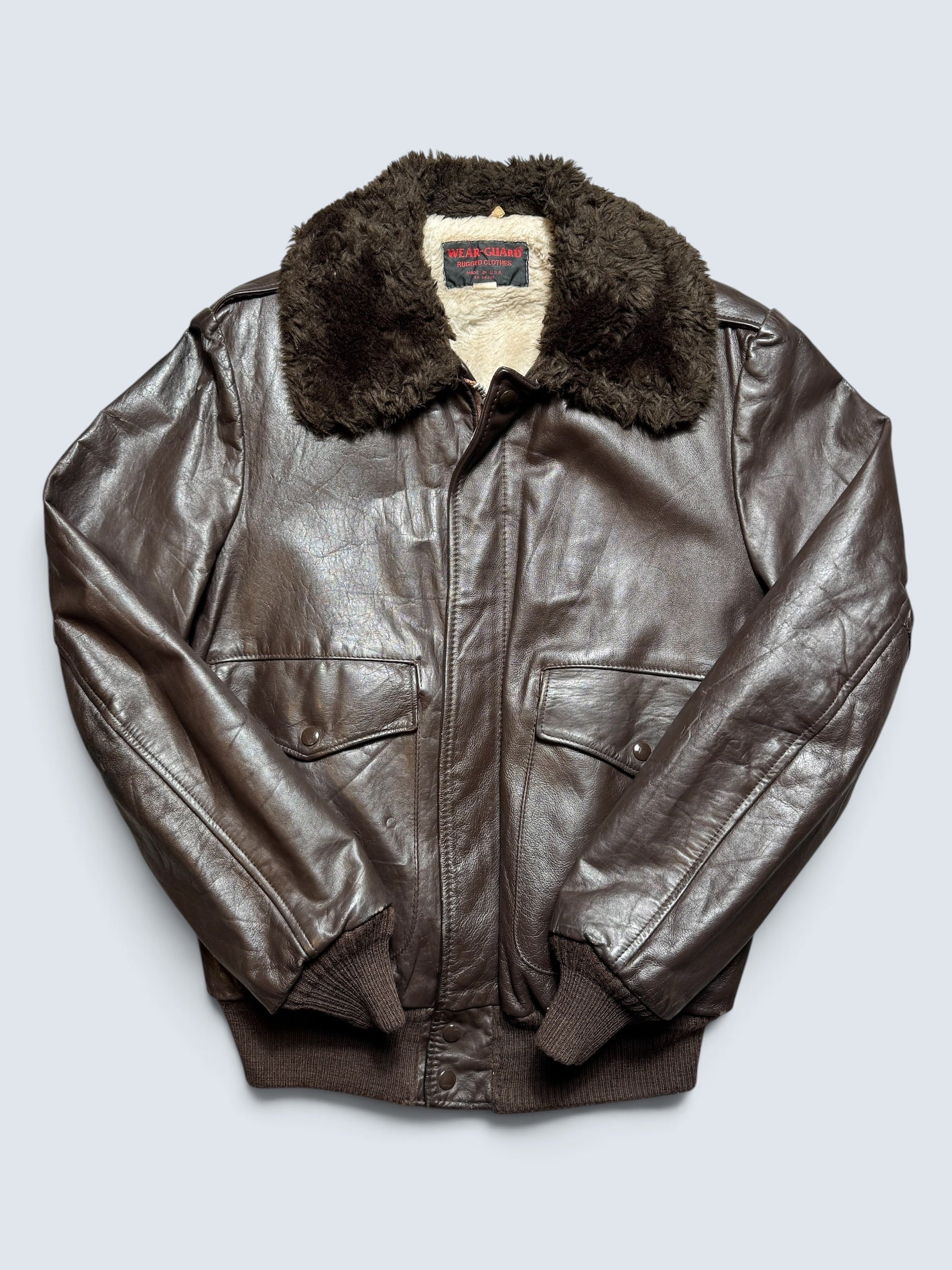 Jacket cuir cowhide flight bomber Wear-Guard made in USA brown 70’s - 42 (L)