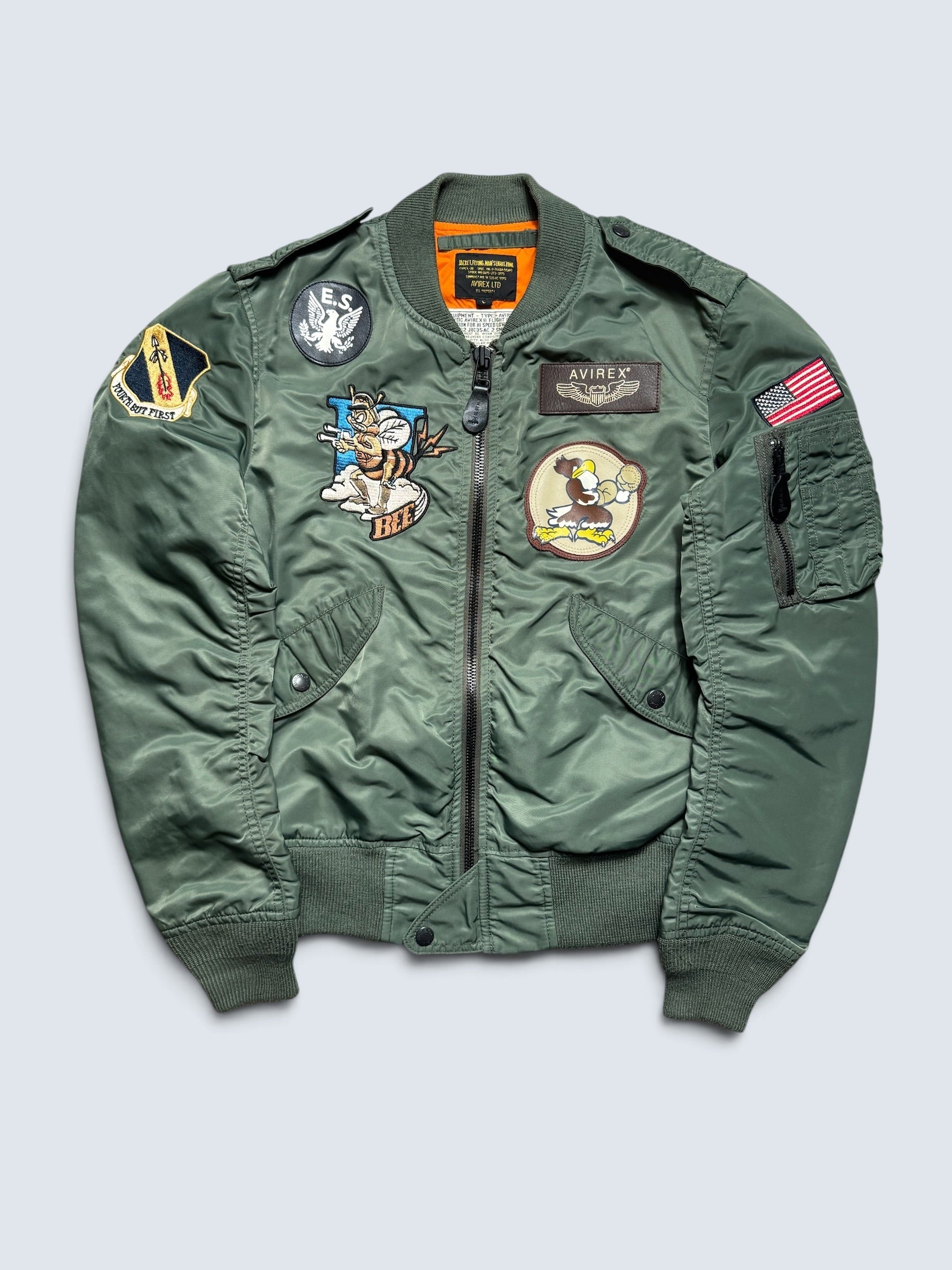 Jacket bomber flight L-2b Avirex LTD 334th FS usaf full patch kaki vintage 00’s - M