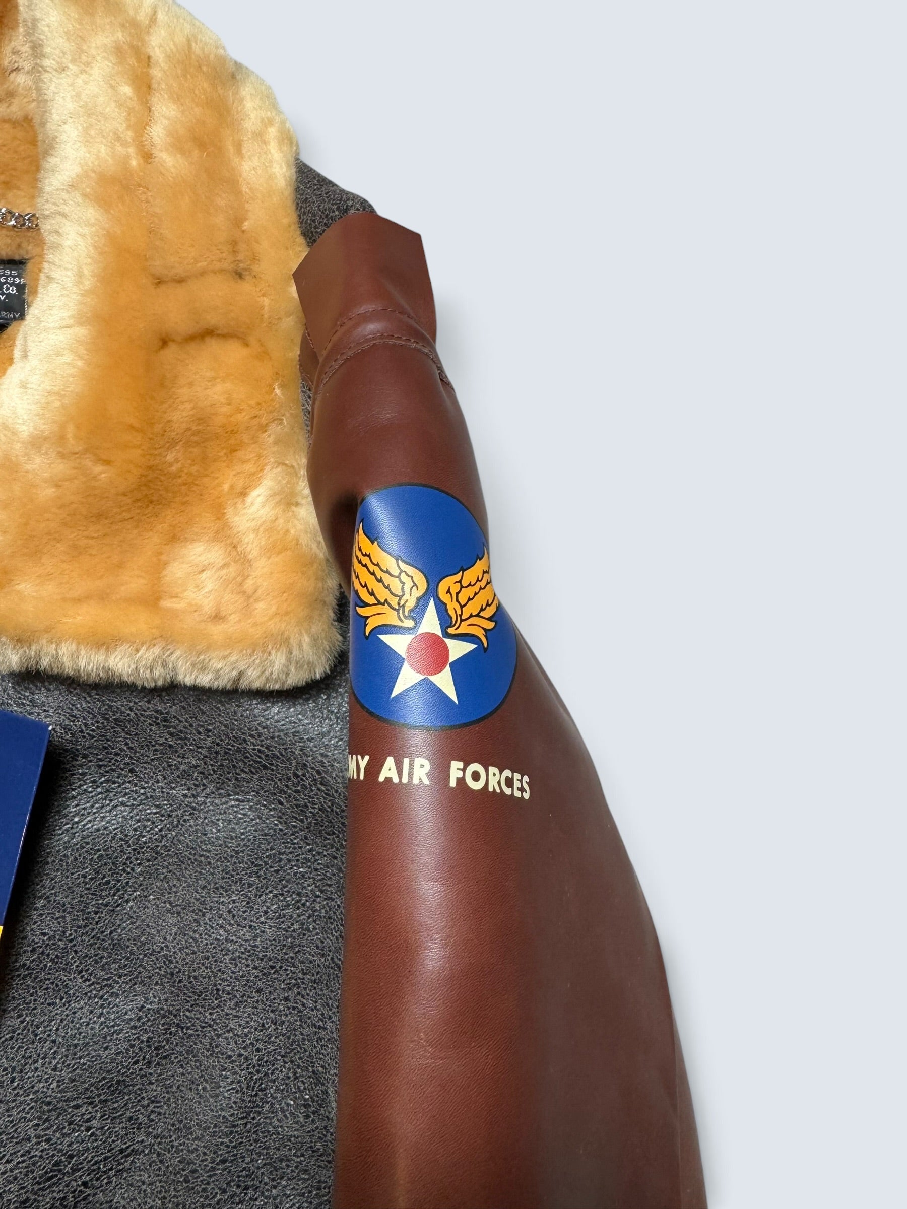 Jacket cuir bomber flight shearling B-3 Patton Toys Mccoy Japan usaf black & brown 2020 - 40 (M)
