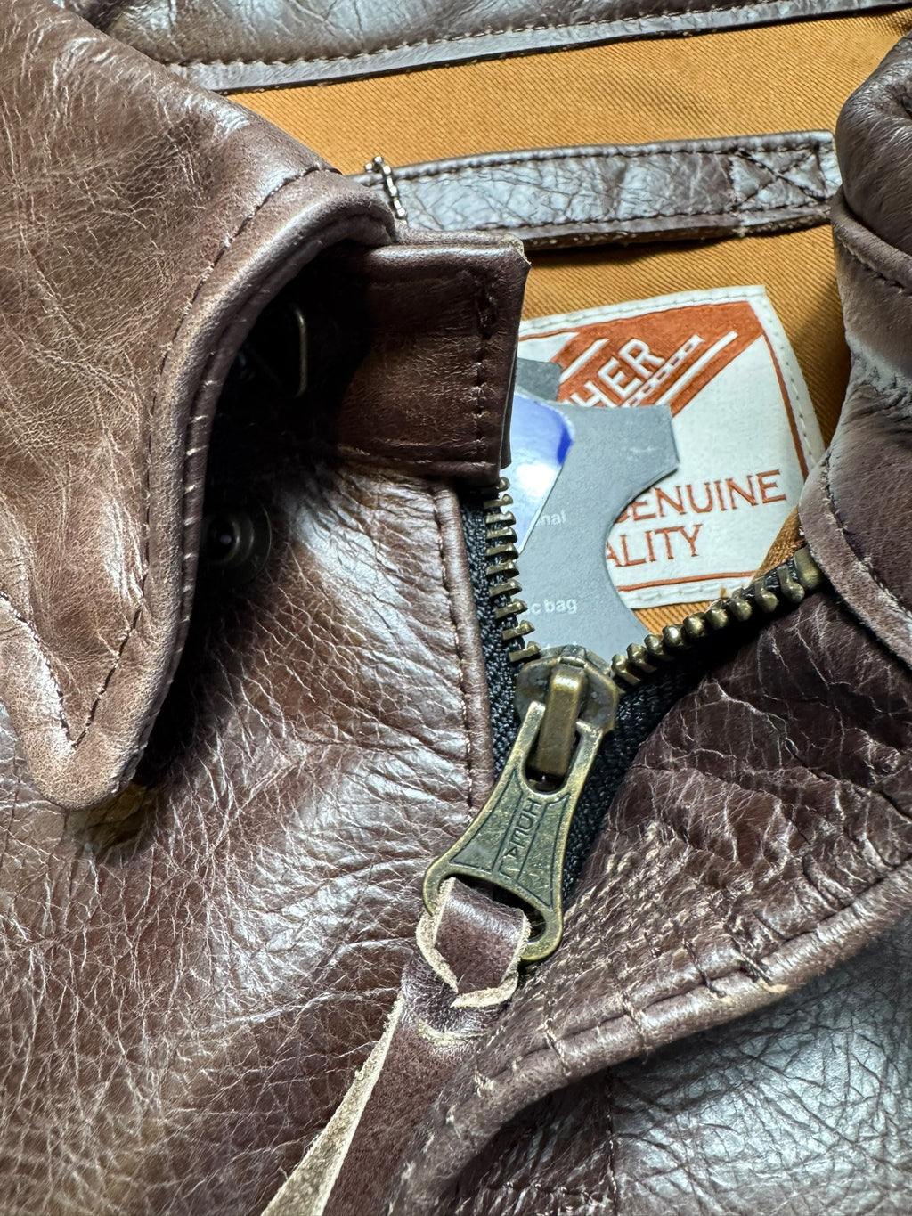 Jacket cuir horsehide flight A-2 Curphey Leather Hell's Angels patch & nose art usaf brown - 42 (L)