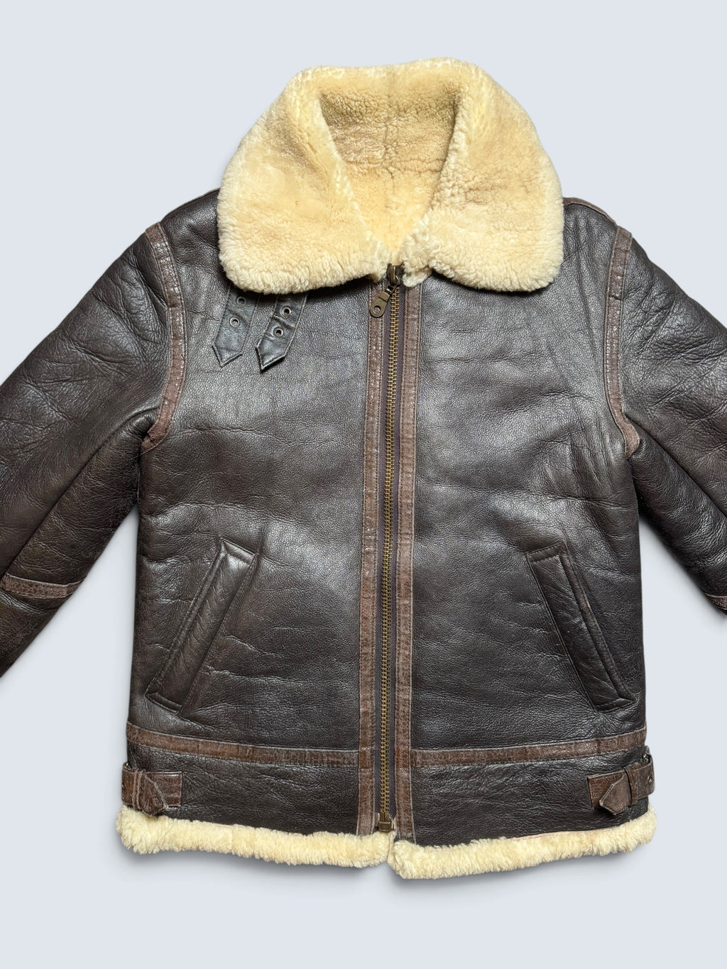 Jacket cuir bomber flight shearling B-3 usaf black vintage 80’s -M