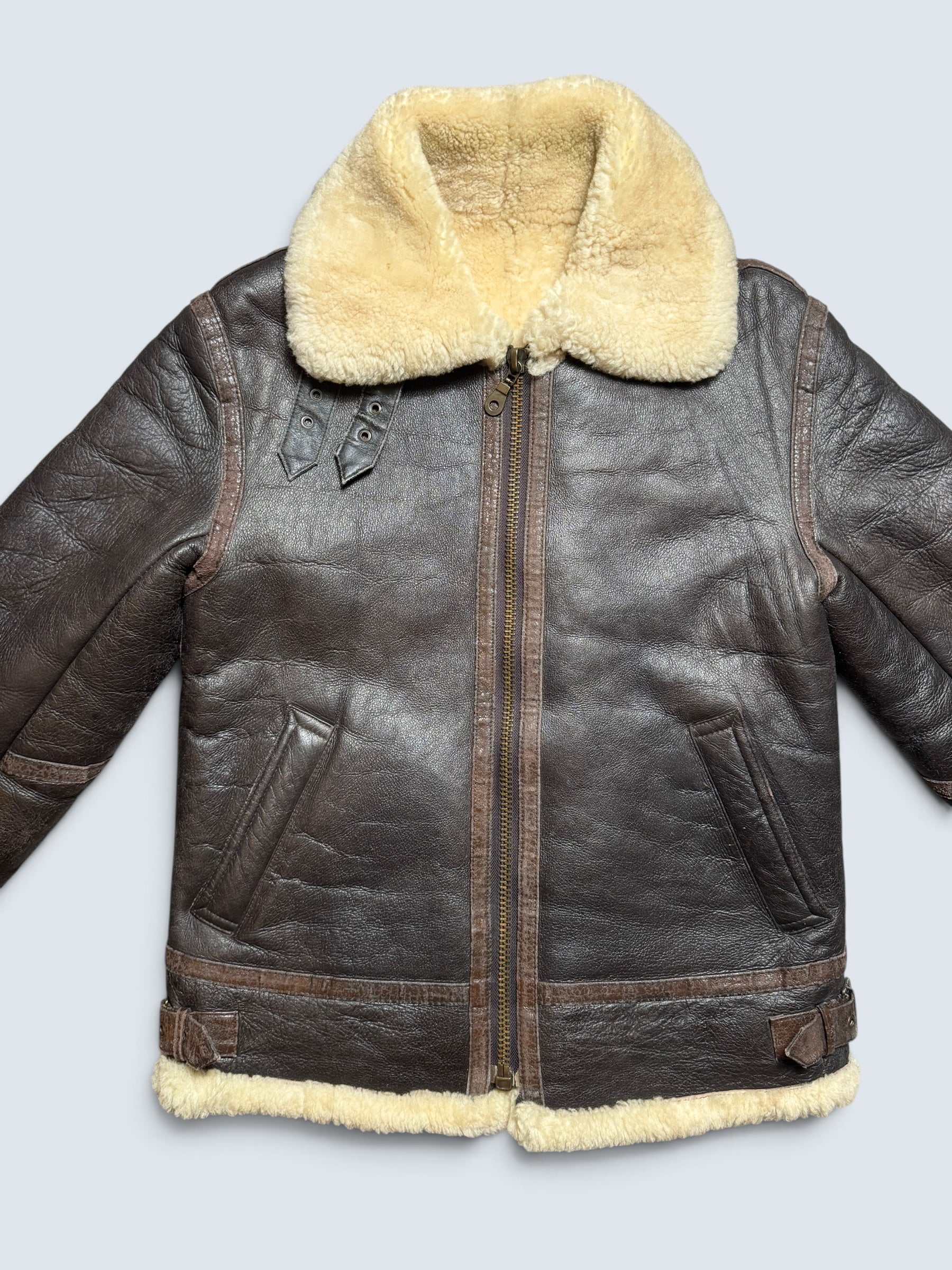 Jacket cuir bomber flight shearling B-3 usaf black vintage 80’s -M