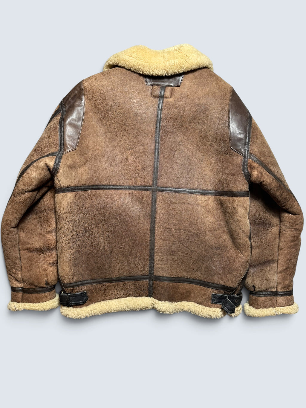 Jacket cuir flight shearling B-3 Dog Fight usaf 430th patch brown vintage 90’s - L/XL