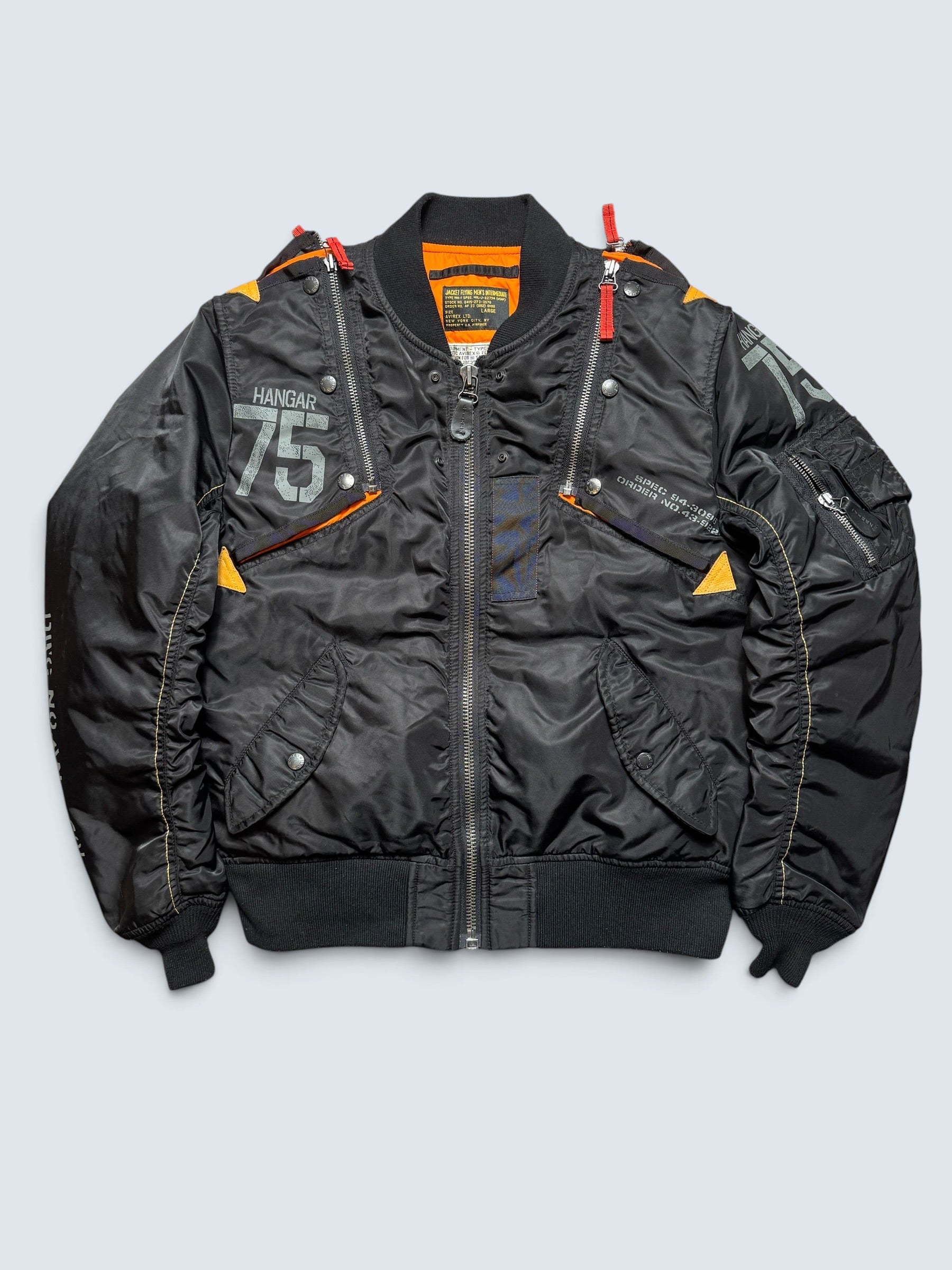Jacket fly usaf intermediate ma-1 technical zip Hangar 75 Avirex ltd black vintage 00's - M/L