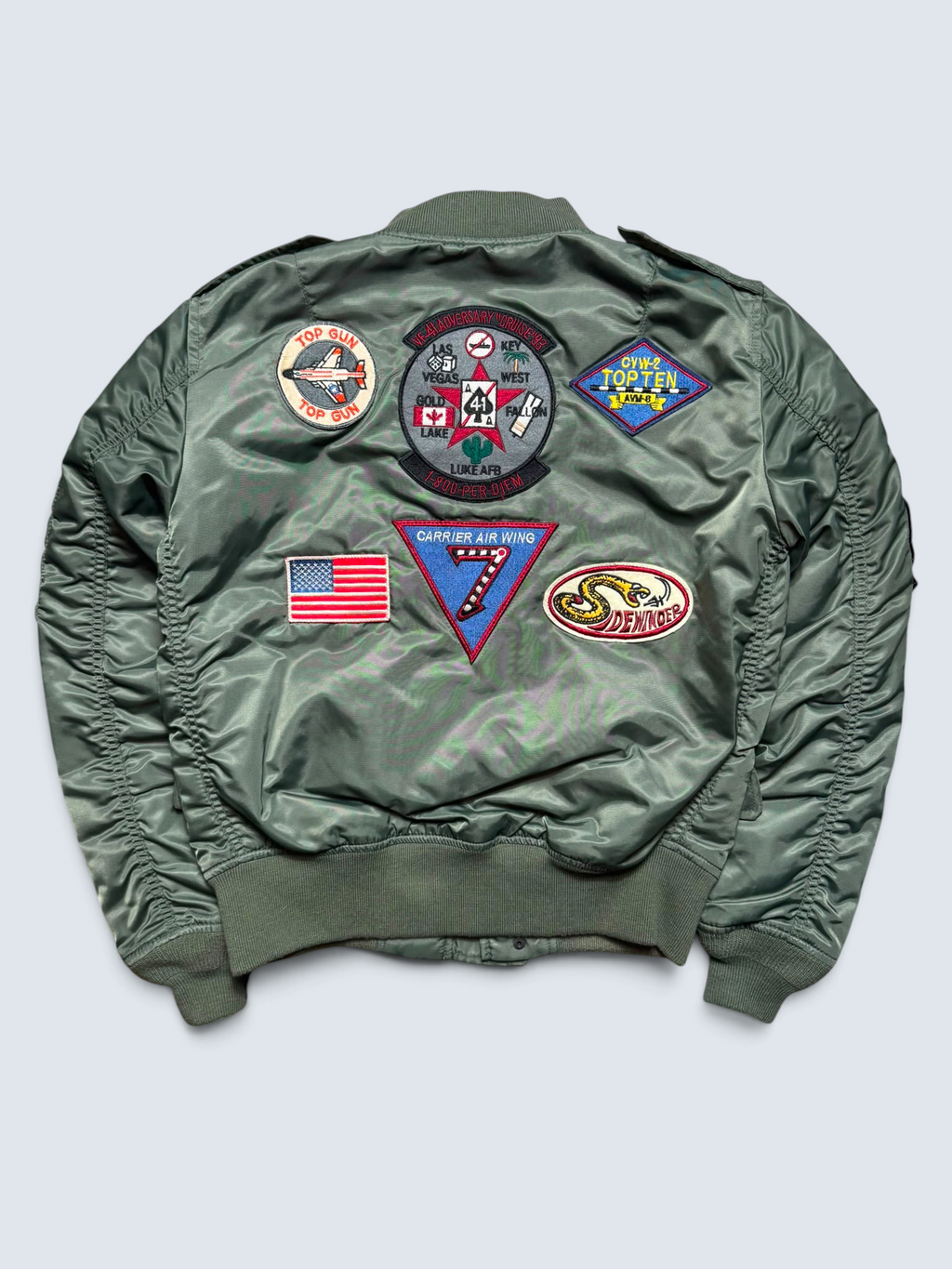 Jacket bomber flight L-2b Avirex ltd top gun usaf full patch kaki vintage 00’s - XS
