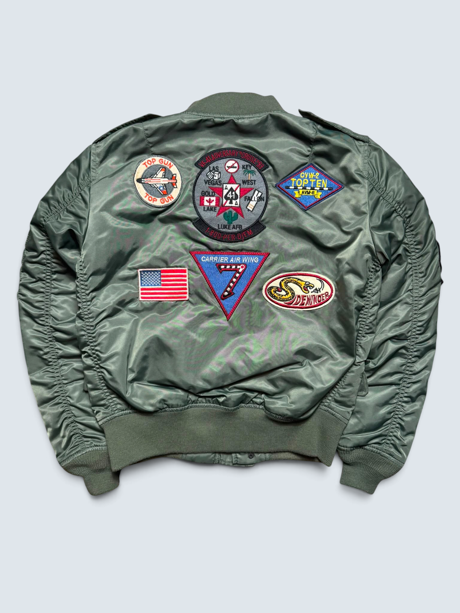 Jacket bomber flight L-2b Avirex ltd top gun usaf full patch kaki vintage 00’s - XS