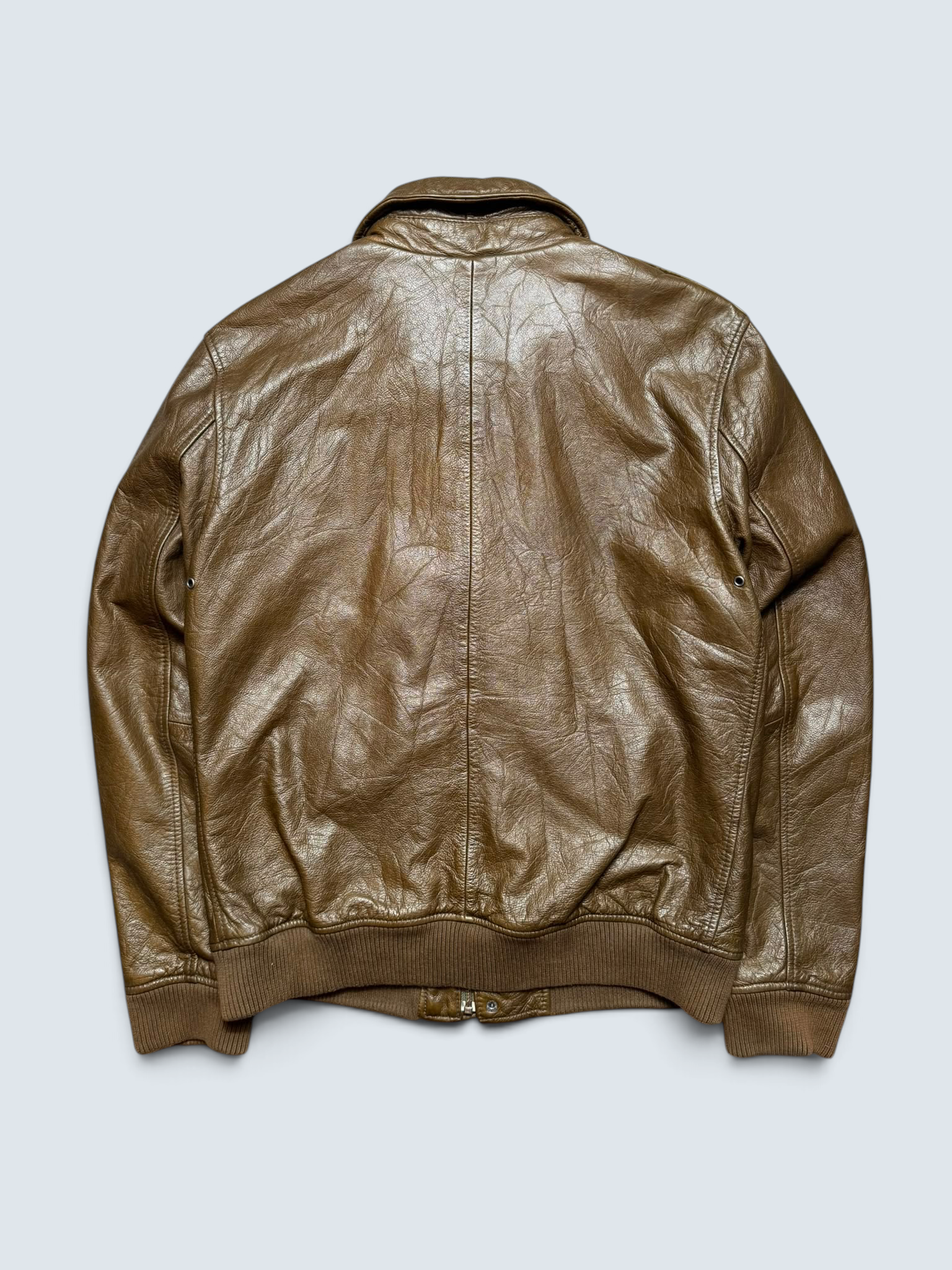 Jacket cuir bomber flight Schott NYC USA brown vintage 90’s - L