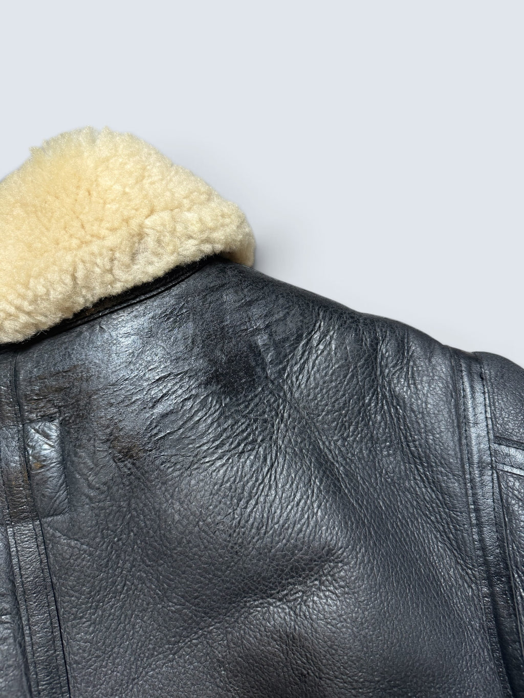 Jacket cuir flight shearling B-3 Octopus Army usaf black vintage 1992 - 38 (S)