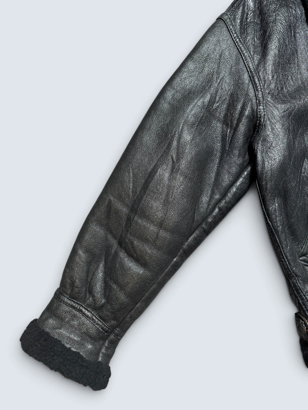 Jacket cuir flight shearling B-3 High Speed Flight Japan usaf black vintage 90’s - L