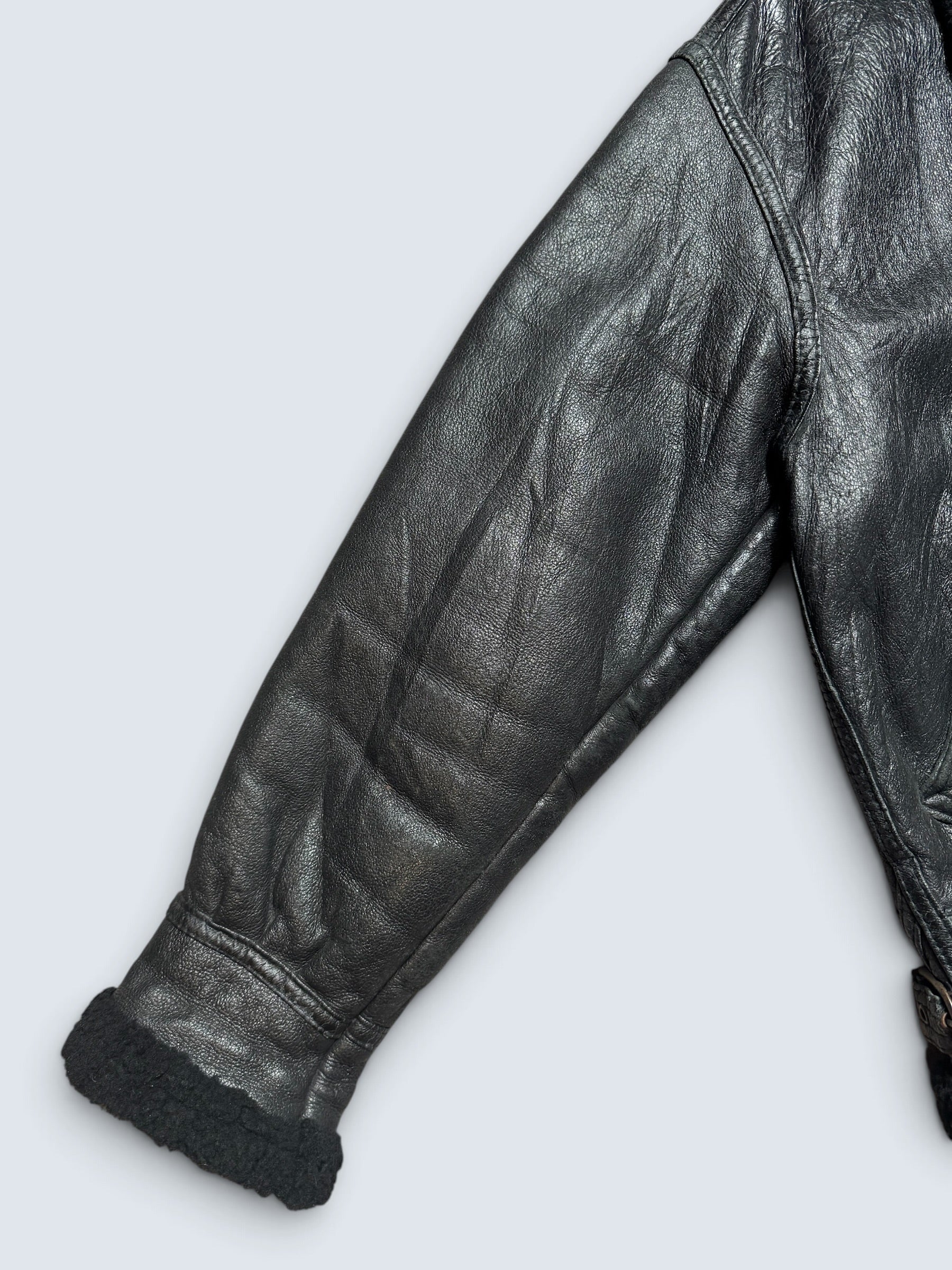 Jacket cuir flight shearling B-3 High Speed Flight Japan usaf black vintage 90’s - L