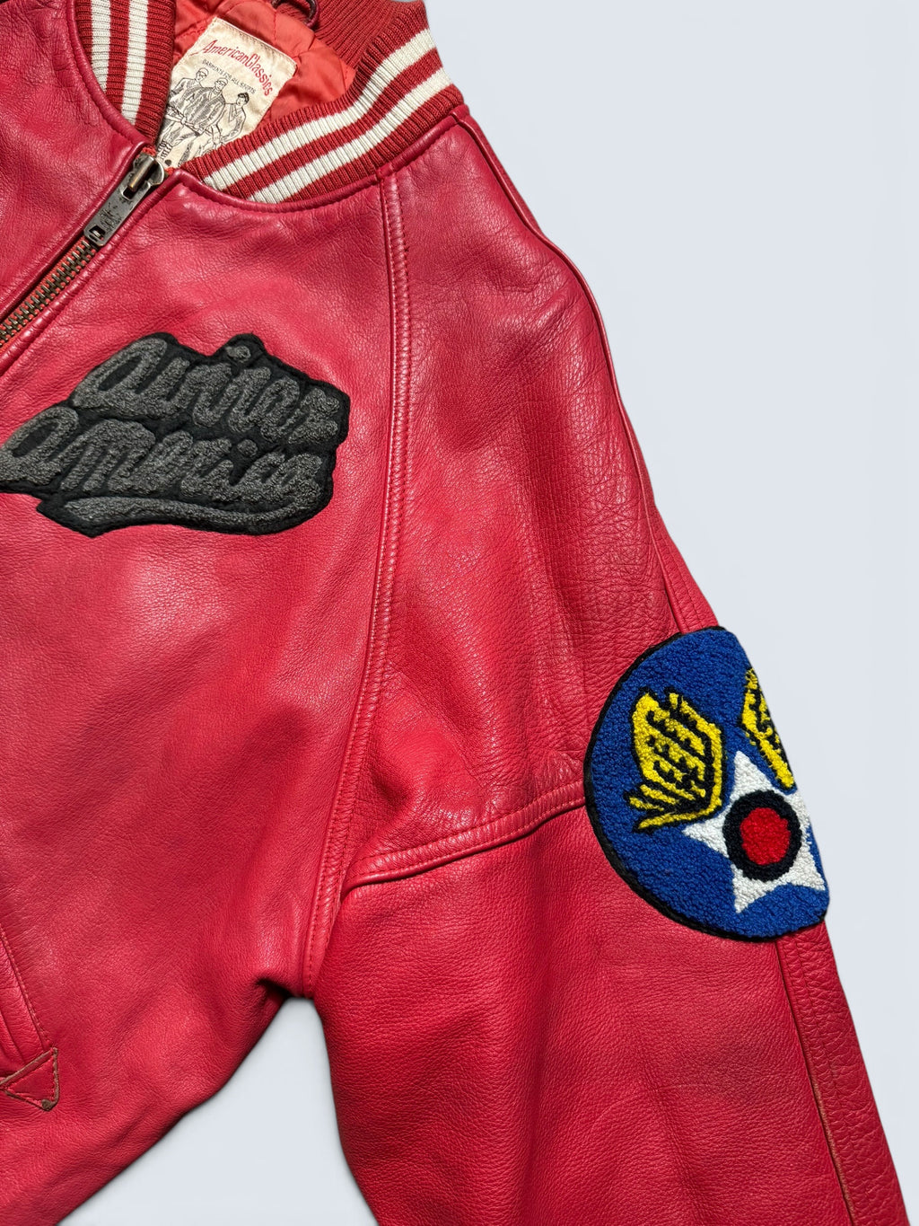 Jacket cuir varsity baseball Avirex ltd made in USA track field red vintage 80/90’s - M