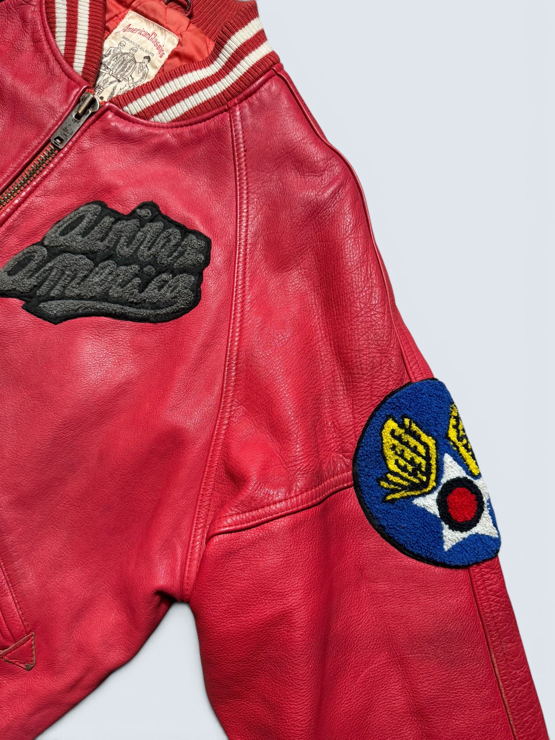 Jacket cuir varsity baseball Avirex ltd made in USA track field red vintage 80/90’s - M