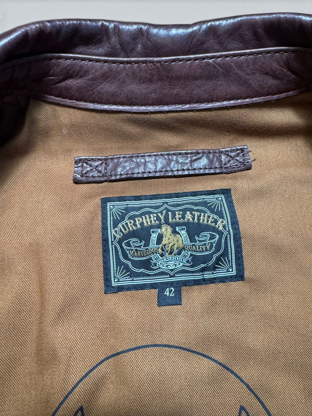 Jacket cuir horsehide flight A-2 Curphey Leather Hell's Angels patch & nose art usaf brown - 42 (L)