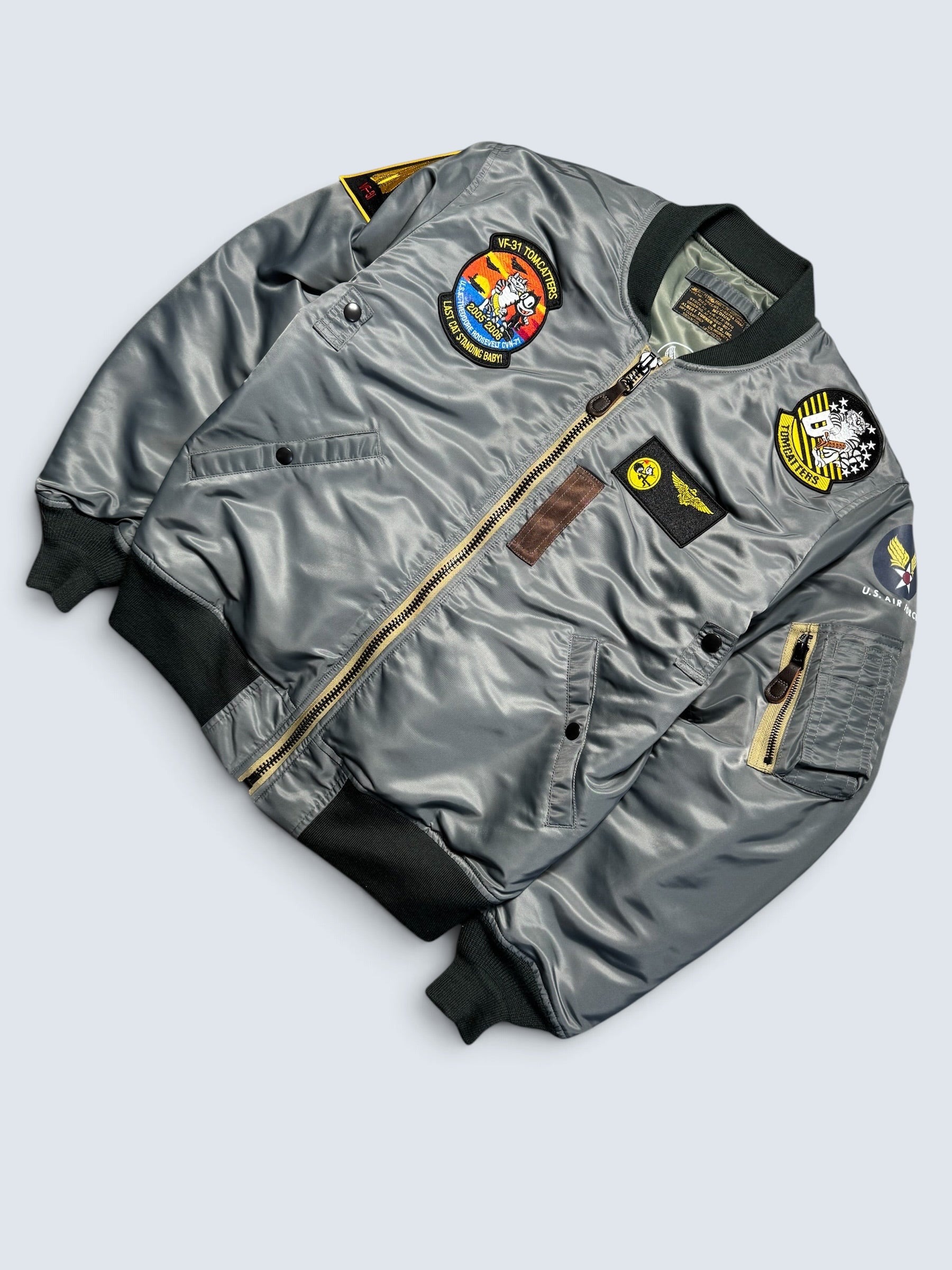 Jacket nylon bomber flight Ma-1 Toys McCoy Tmj2432 usaf full patch 1957 grey - M
