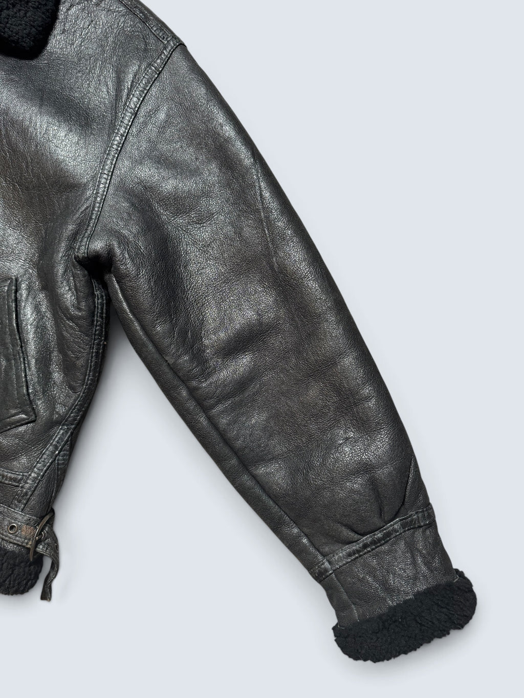 Jacket cuir flight shearling B-3 High Speed Flight Japan usaf black vintage 90’s - L