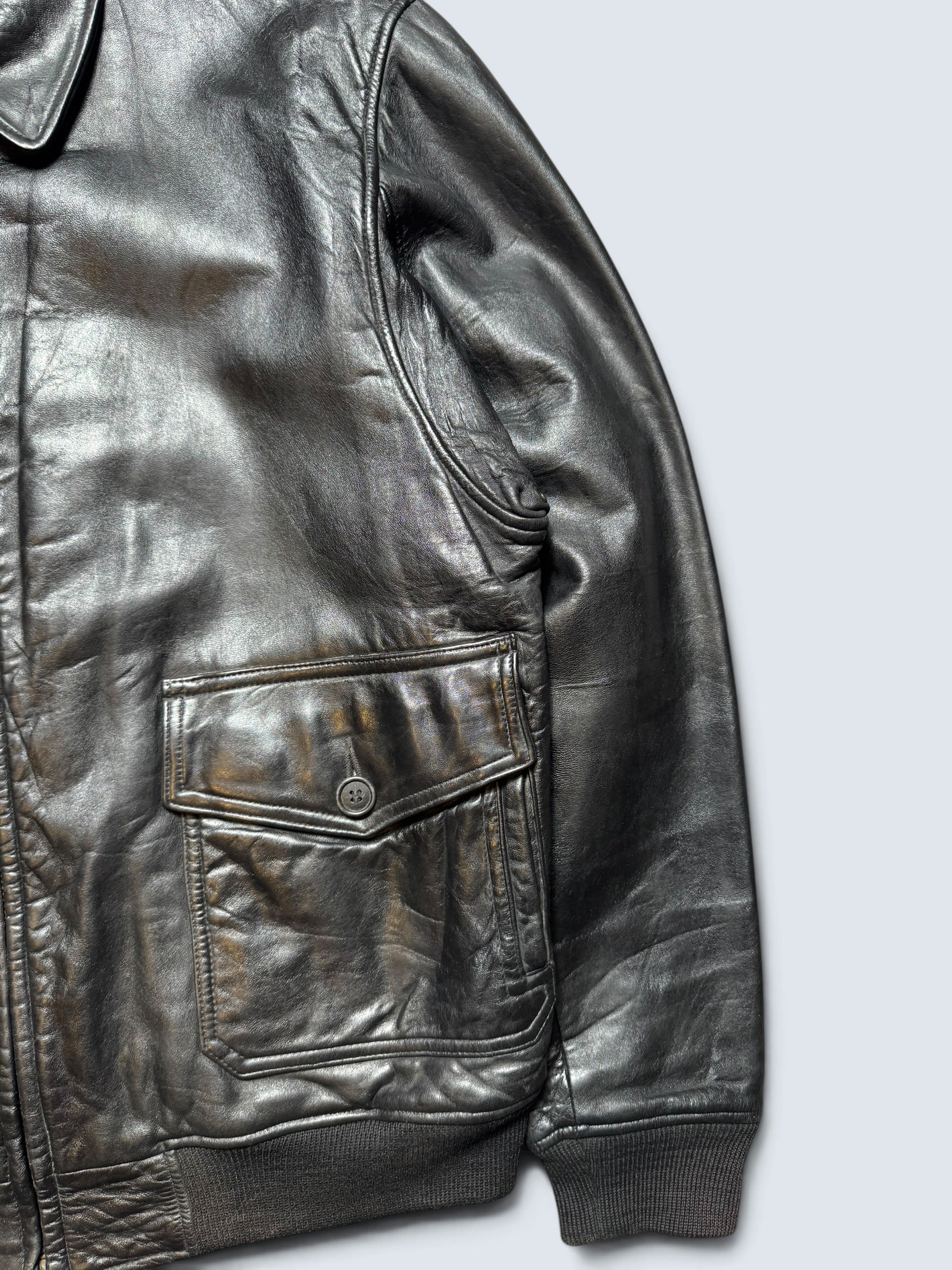Jacket cuir bomber flight pilot Golden Bear G-1 made in USA black 80’s - 42 (XL)