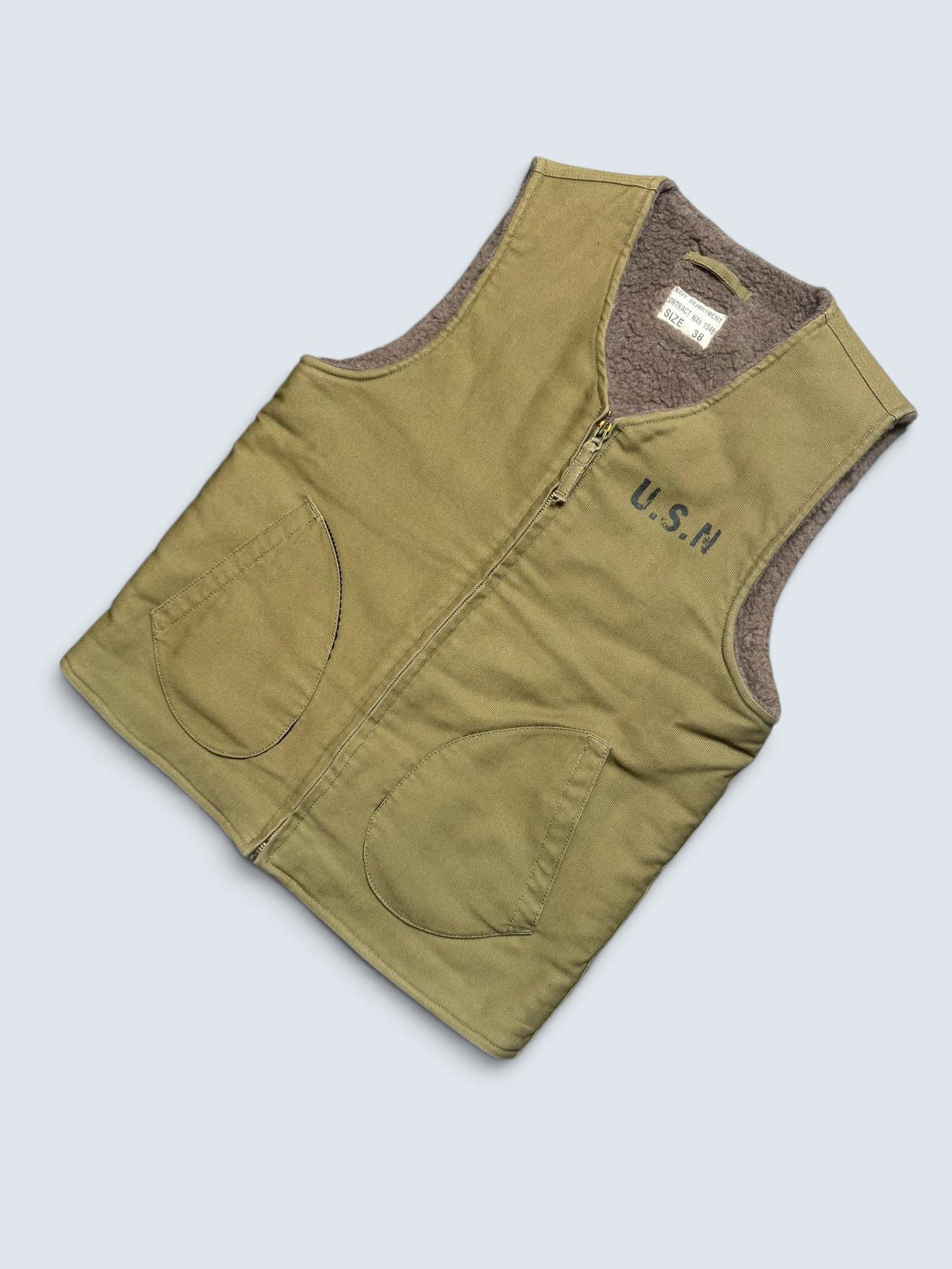 Jacket deck Alpaca US Navy Assiduous Confused Effort Japan wool Khaki Tan 00’s - 38 (S)